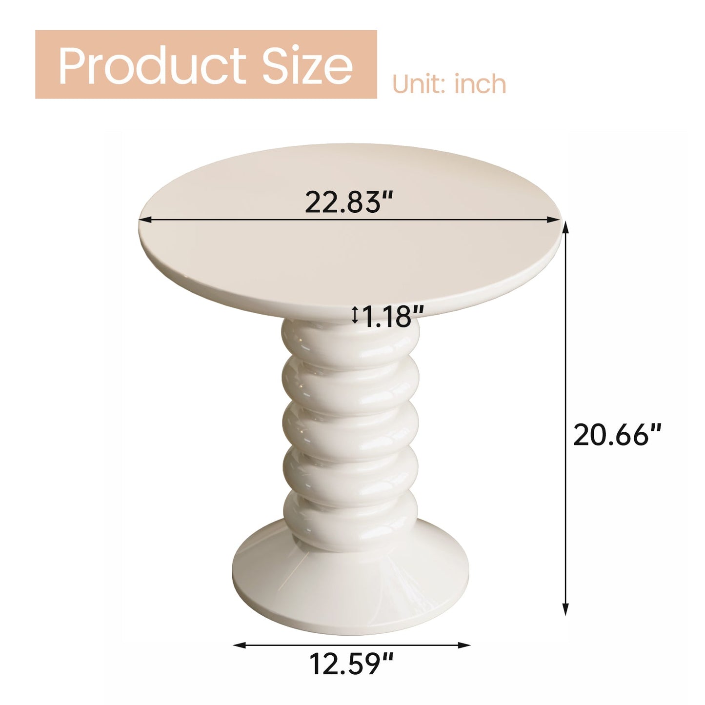 Guyii Side Table, 22.83" Round End Table with for Living Room, Bedroom