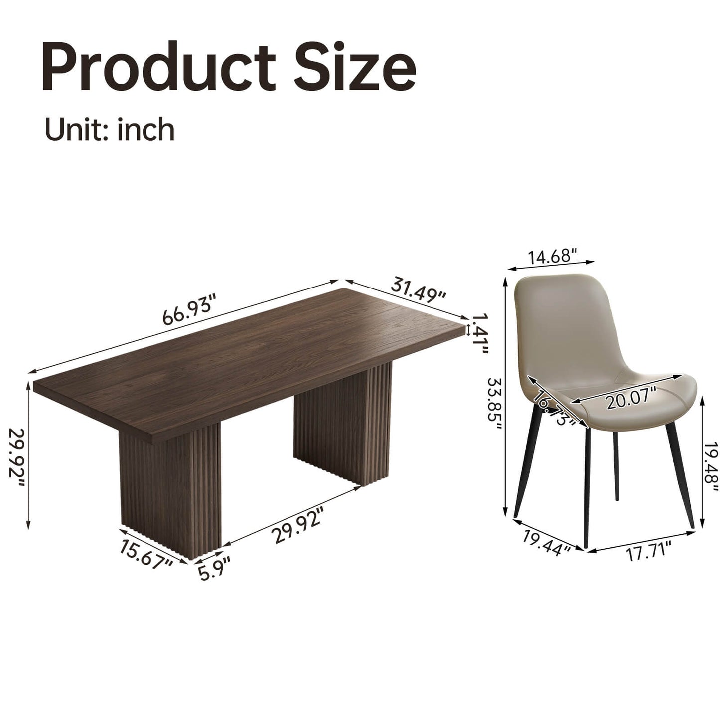 Guyii Modern Farmhouse Kitchen Table Set - 9 Piece Rectangular Dining Set