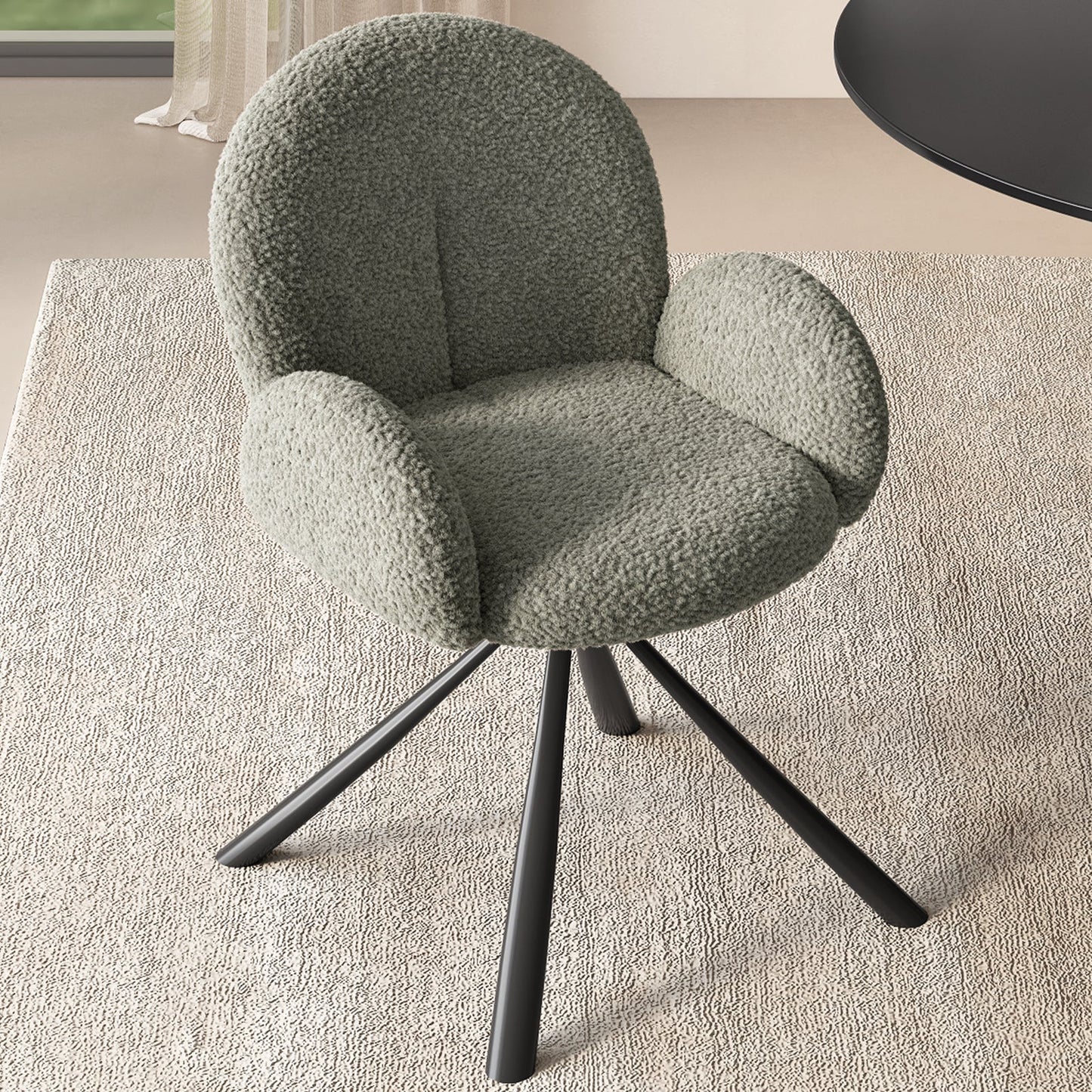 Guyii Modern Dining Chair No Wheels, 360° Swivel Office Desk Chair for Home & Dining Room