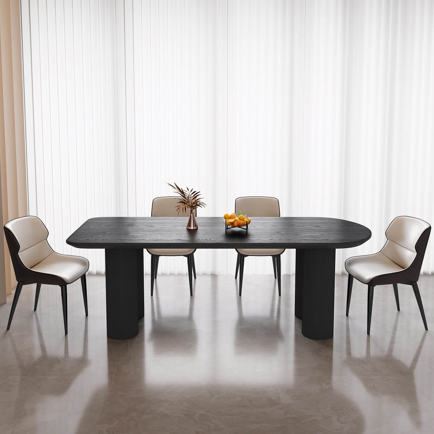 Guyii 70.86" Black Rectangular Dining Table Set with 4 Chairs, Modern Kitchen Table Set