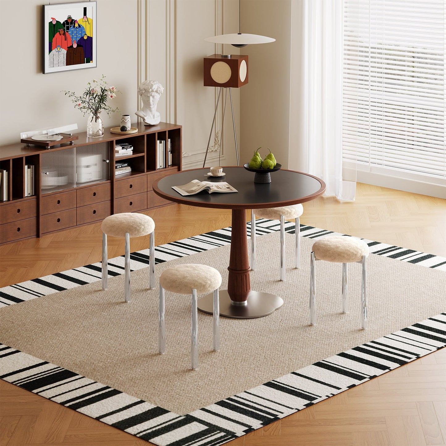 Guyii 4-Pack Light Brown Velvet Dining Chairs Set, Modern Vanity Stool