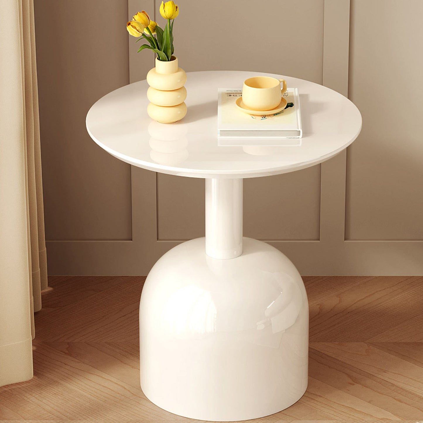 Guyii 24.8" Modern Round Side Table – Small Accent Table for Small Spaces, Living Room, Bedroom, or Entryway