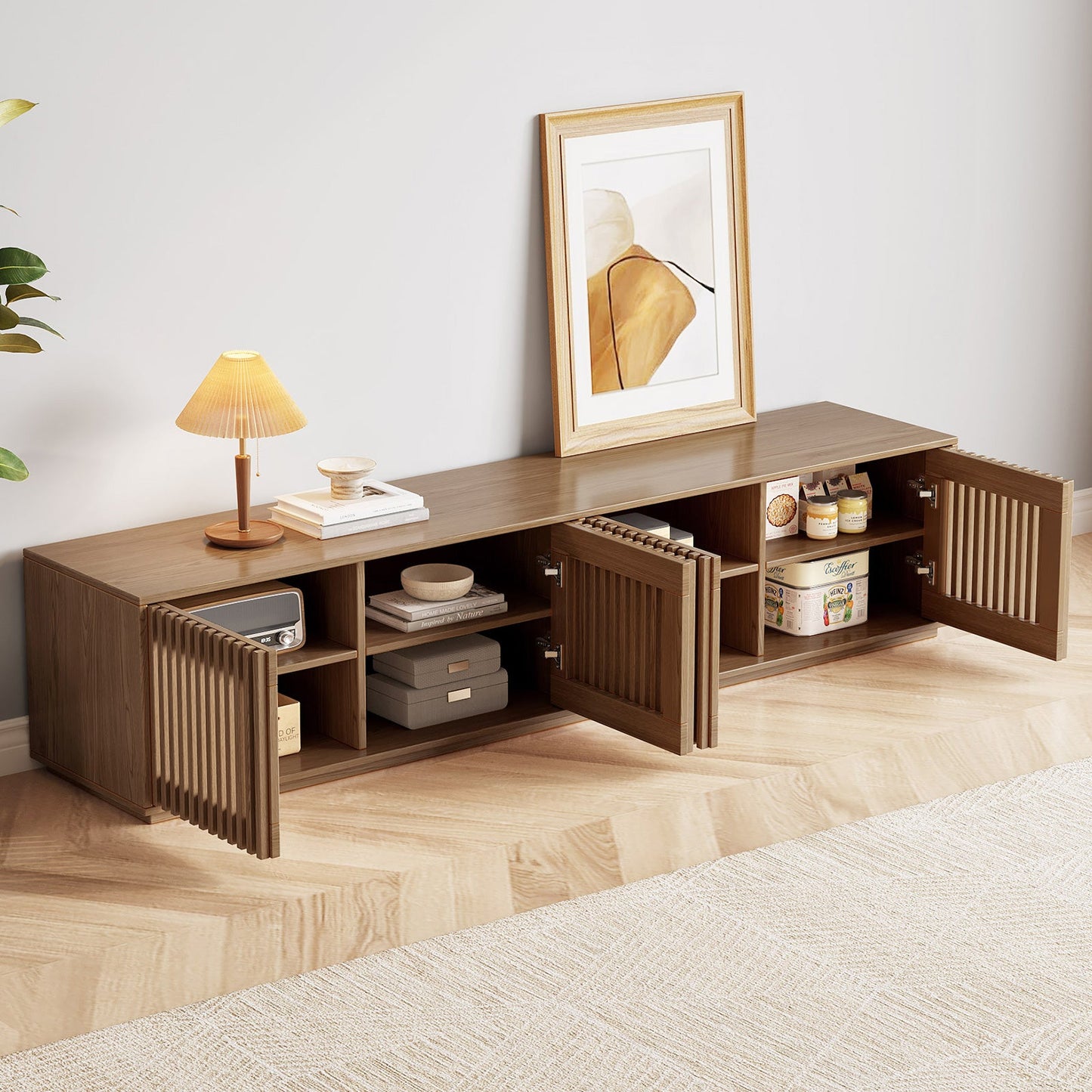 Guyii Modern TV Stand, Entertainment Center for 55/60 Inch TV with Storage, Media Console