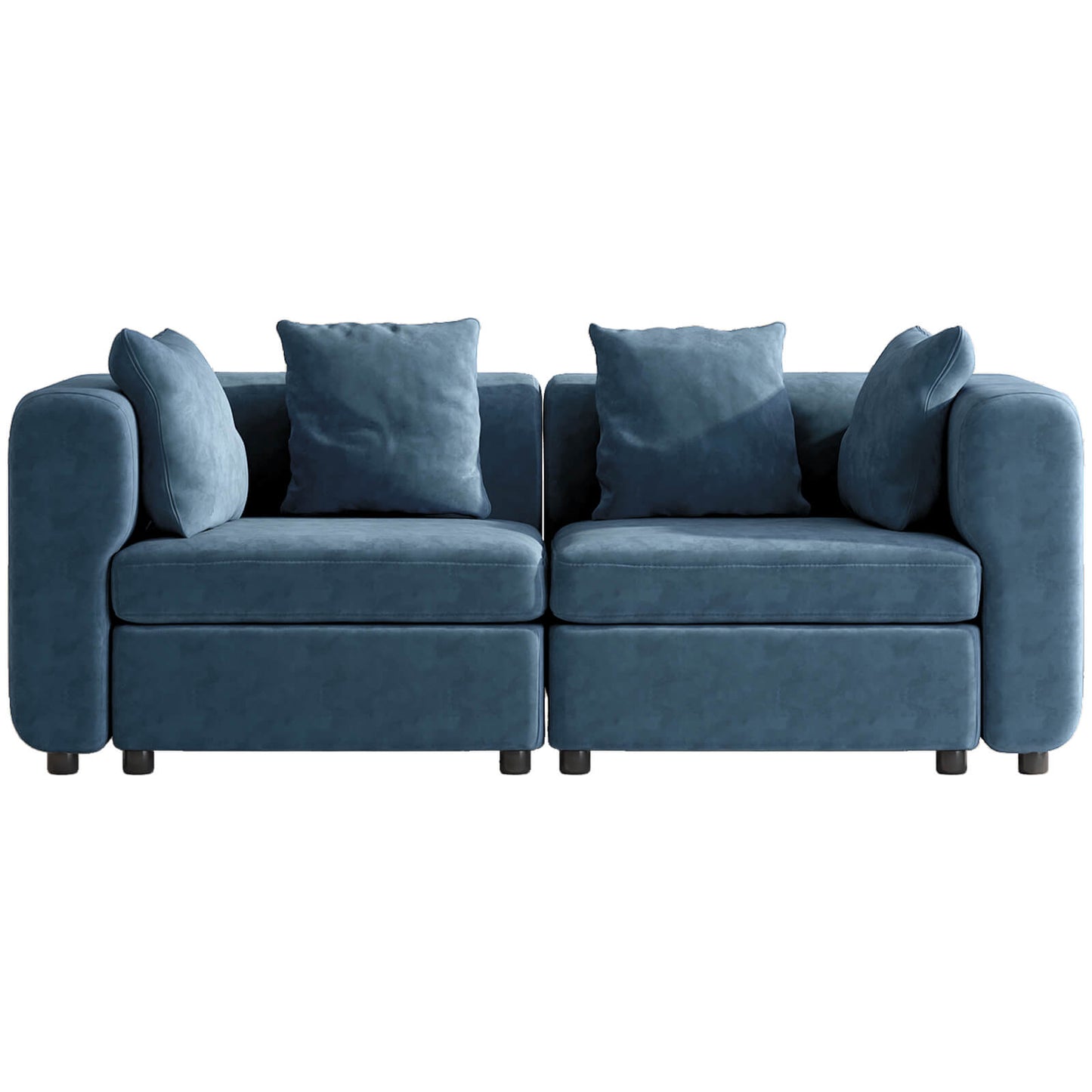 Guyii Blue Velvet Sectional Loveseat Sofa, Modern Oversized 2-Seat Couch with 2-Pillows