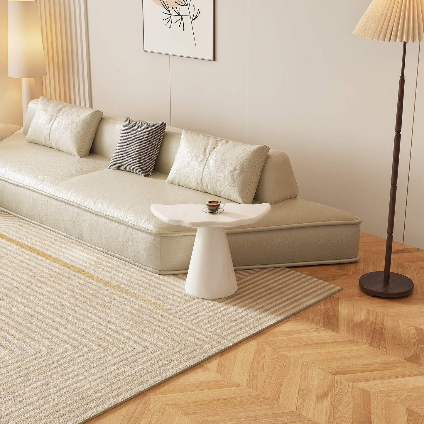Guyii Irregular Side Table, Cream White End Table, Small Sofa Table-Q1623DE