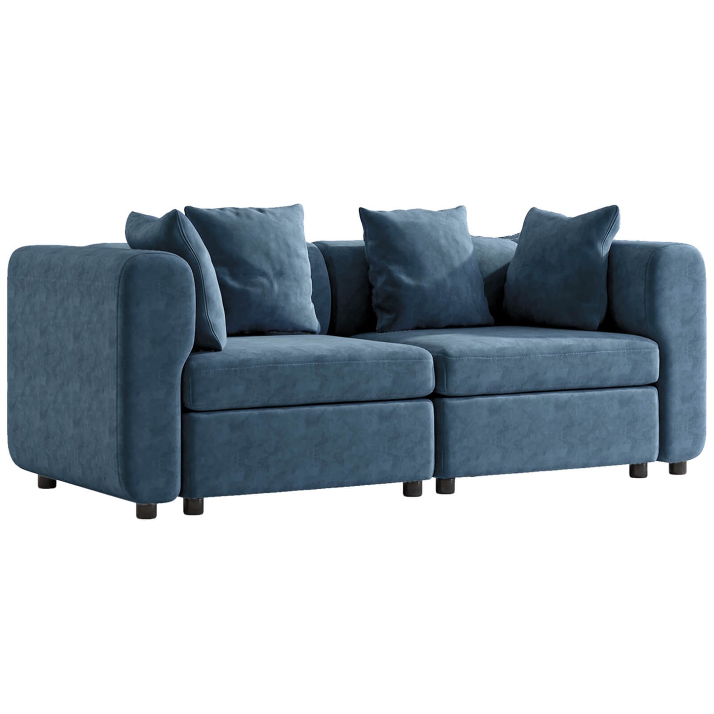 Guyii Blue Velvet Sectional Loveseat Sofa, Modern Oversized 2-Seat Couch with 2-Pillows