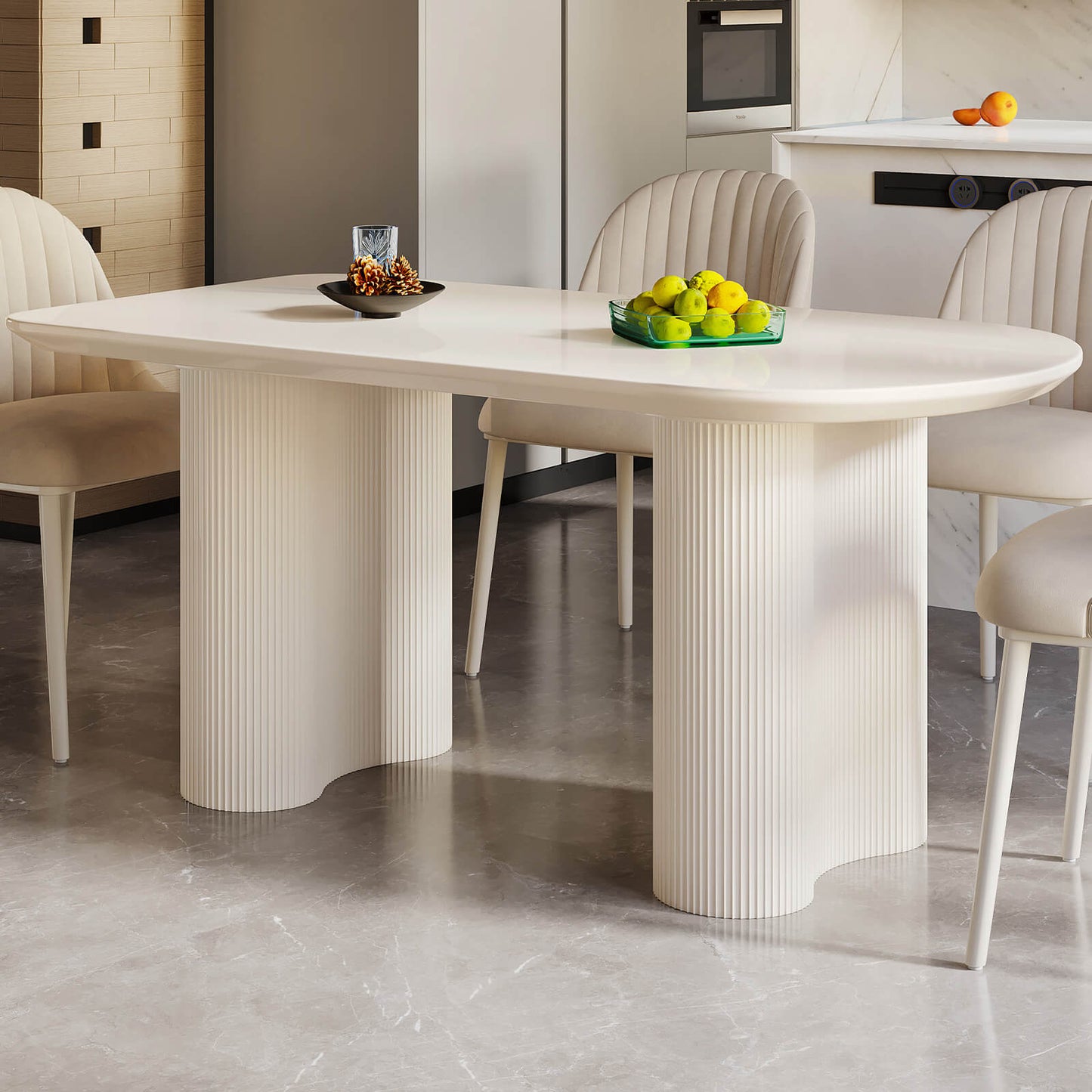 Guyii 55.11" Dining Table Set with 6 Chairs, Modern Kitchen Table Set | Q5209-UK