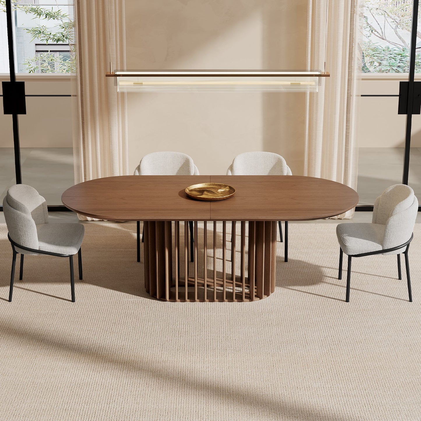 Guyii Dark Walnut Oval Dining Table 78″ – Modern Farmhouse Table for 4–8 People, Table Only