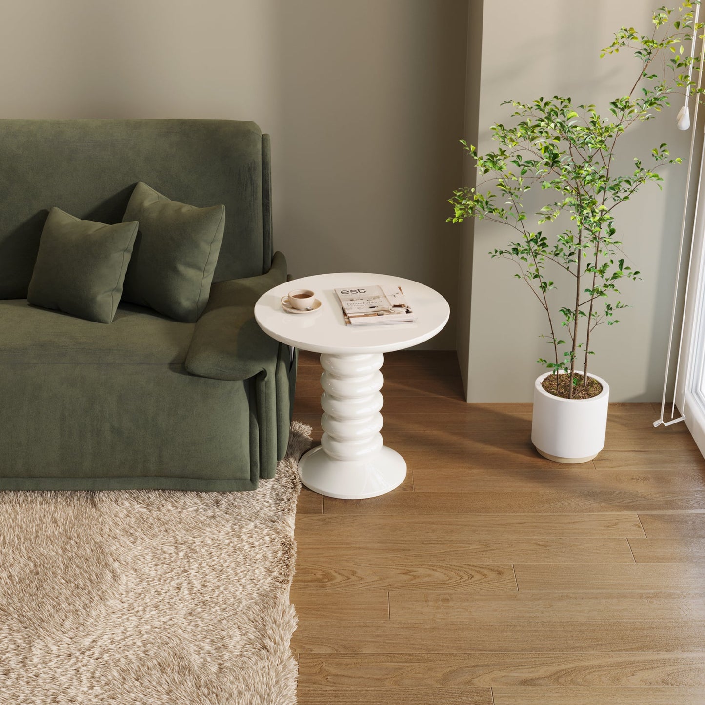 Guyii Side Table, 22.83" Round End Table with for Living Room, Bedroom