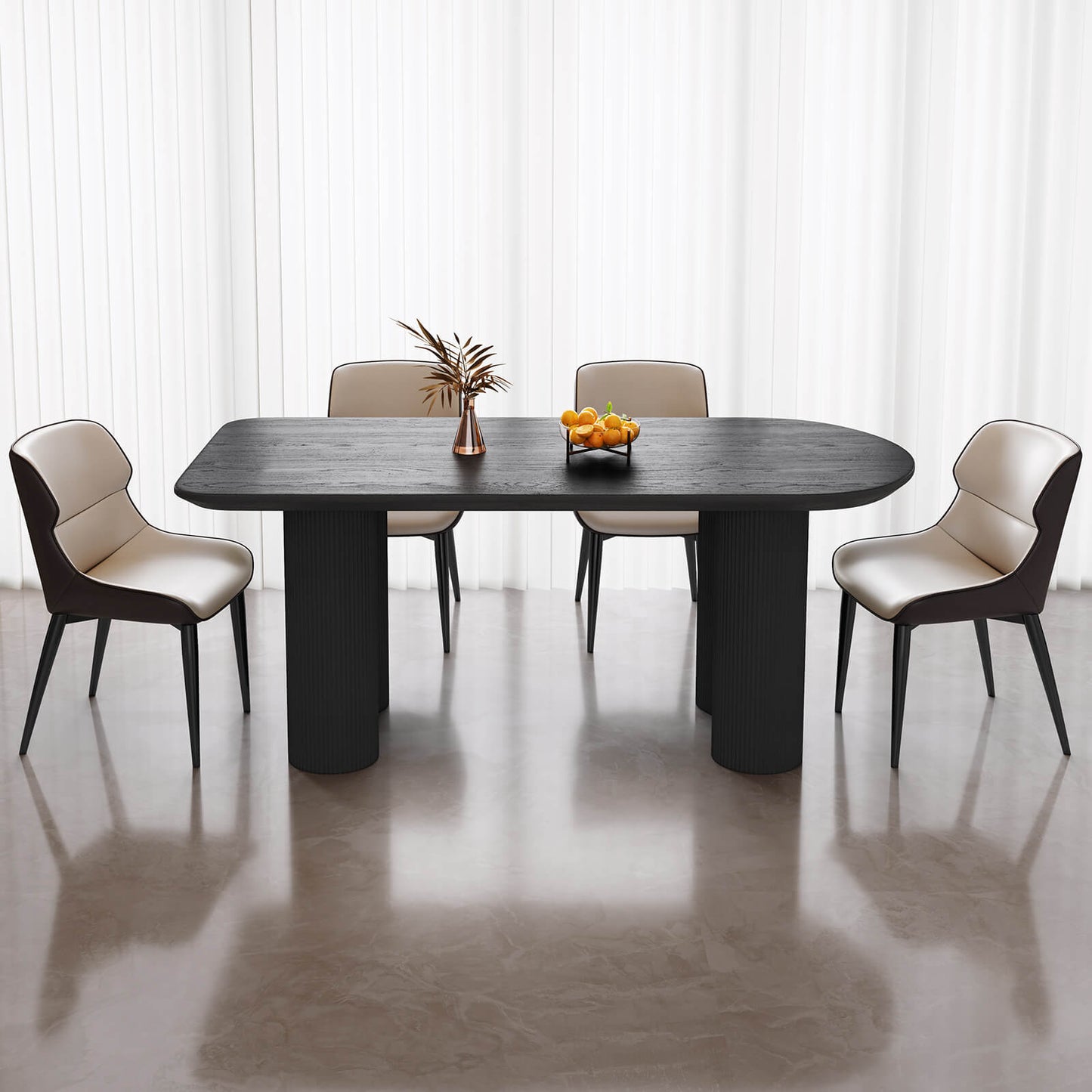 Guyii 62.99" Black Rectangular Dining Table Set with 4 Chairs, Modern Kitchen Table Set