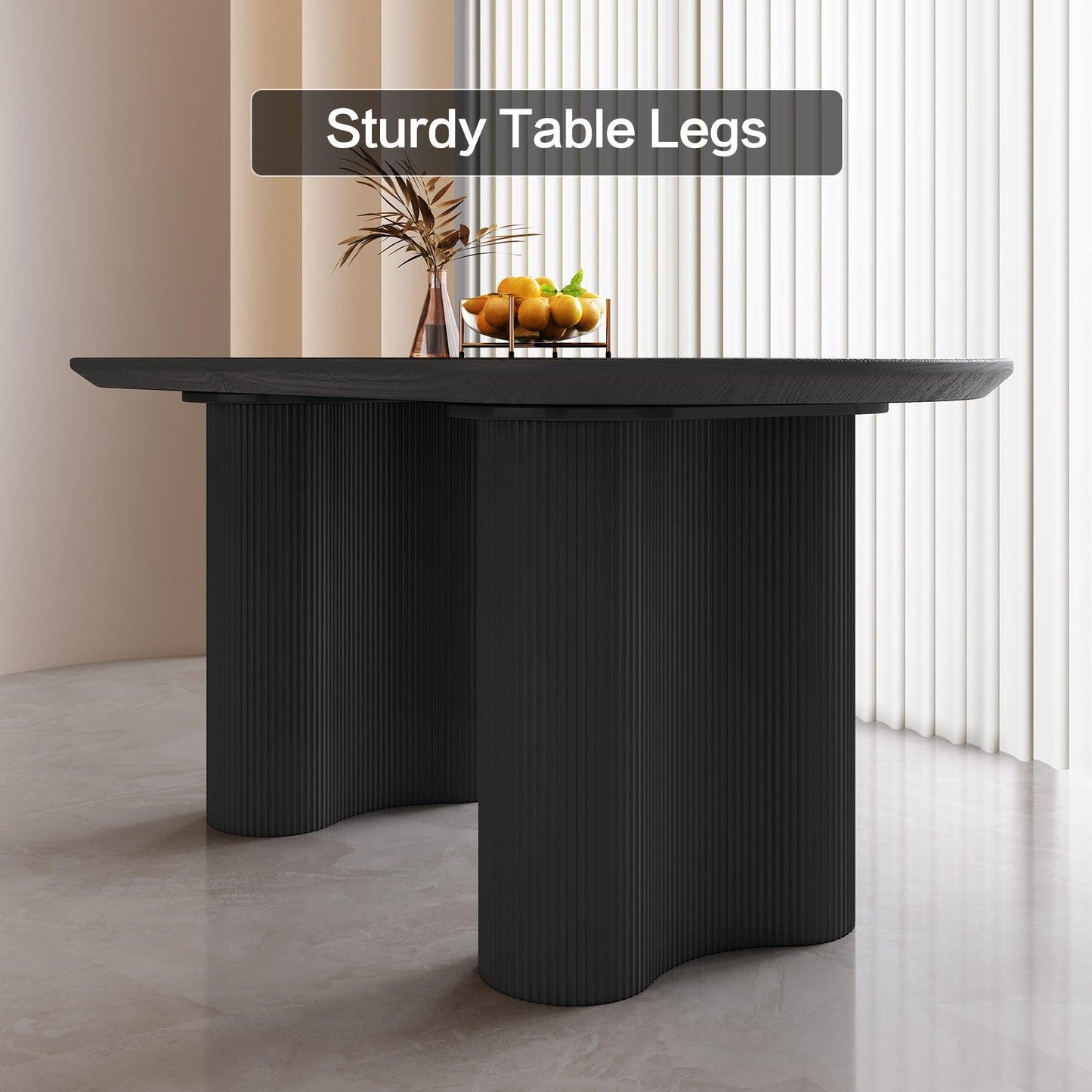 Guyii 55"-71" Black Dining Table, Modern Kitchen Table for Dining Room
