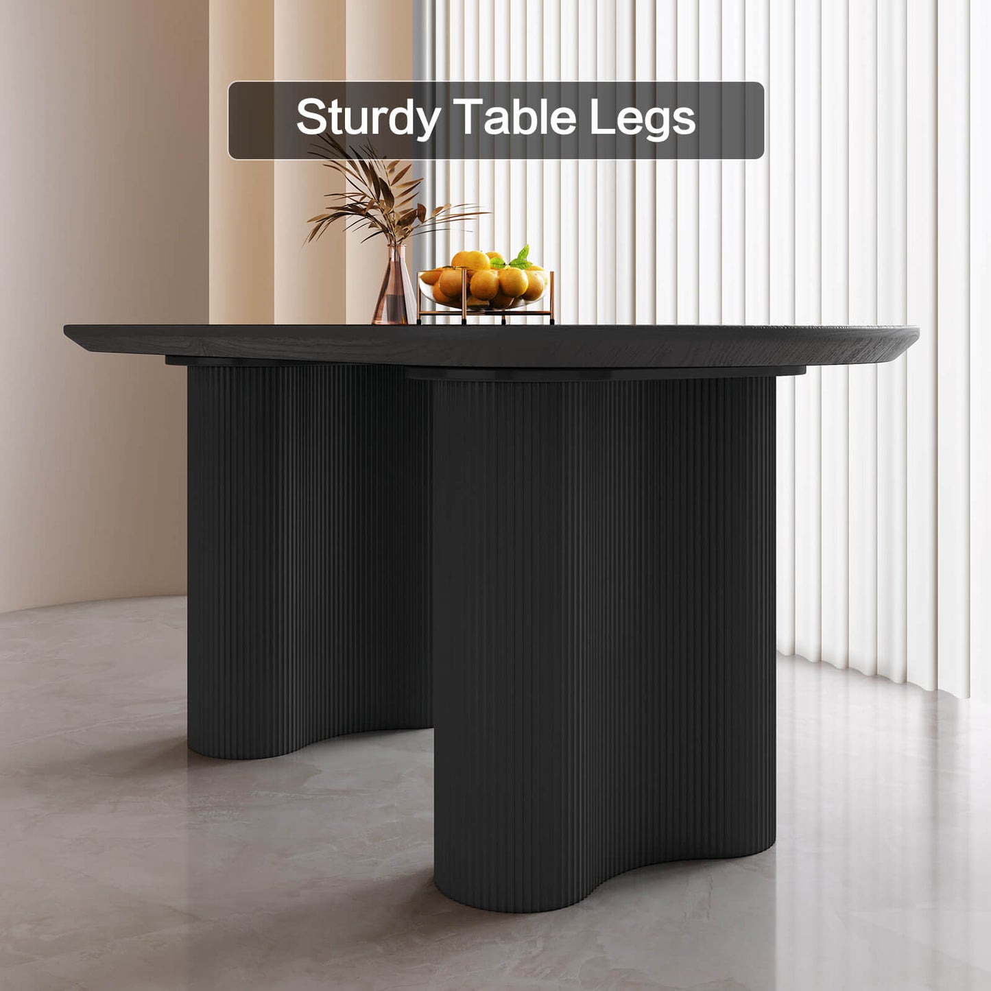 Guyii 55.11" Black Rectangular Dining Table Set with 4 Chairs, Modern Kitchen Table Set