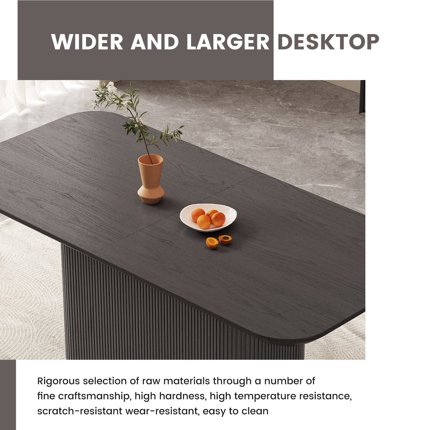 Guyii 63.55" Rectangular Dining Table, Modern Kitchen Table for Kitchen, Living Room (Black, Table Only)