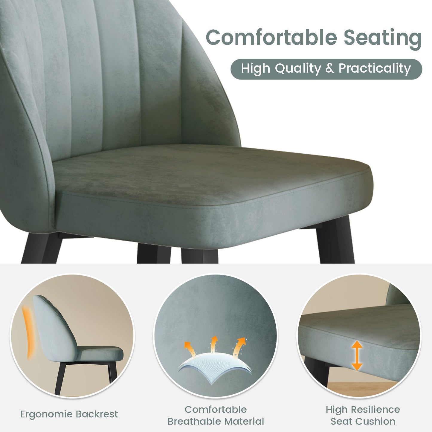 Guyii Mid Century Modern Dining Chairs Se, Kitchen and Dining Room Chairs with Metal Legs