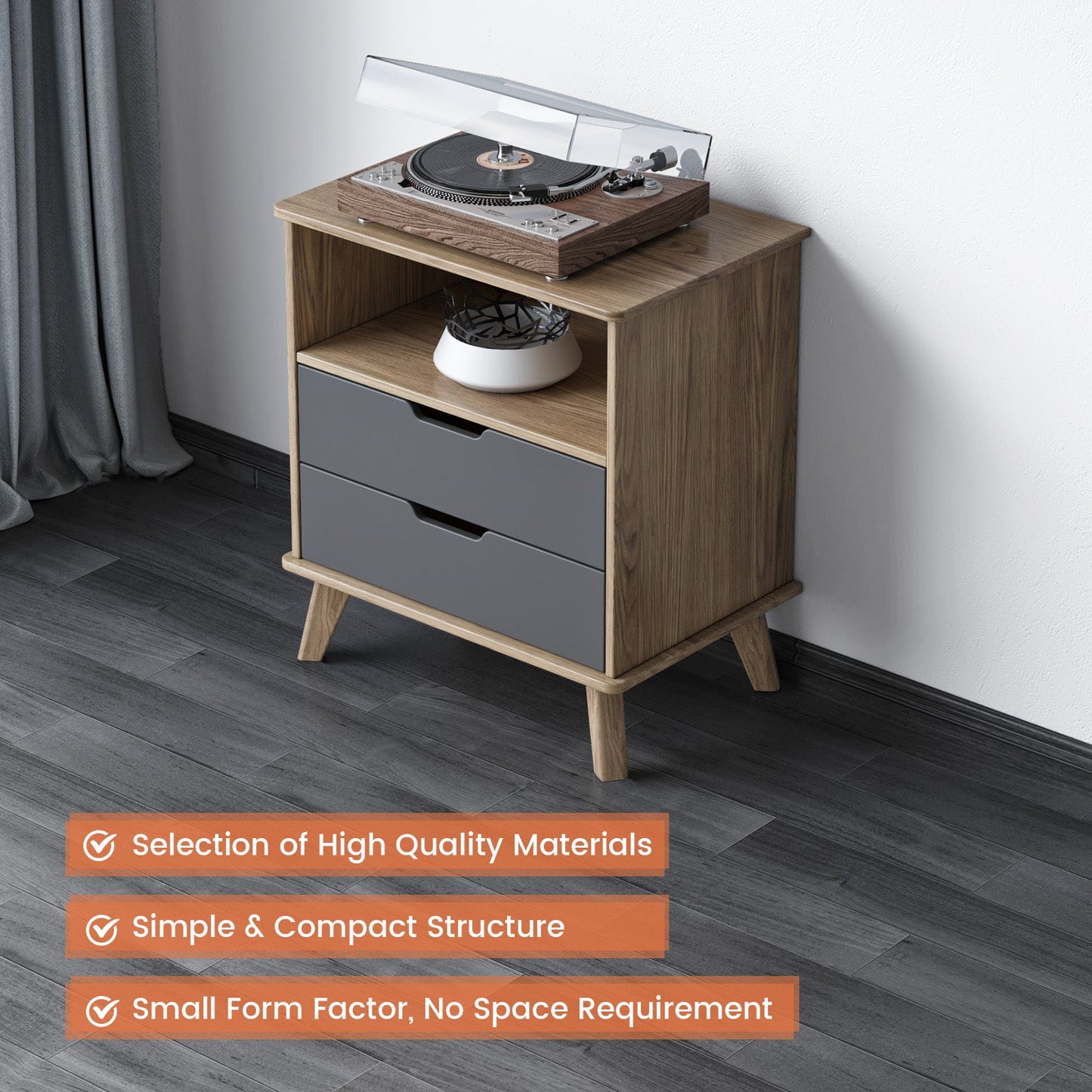 Guyii Mid Century Modern Side Cabinet, Small End Table
