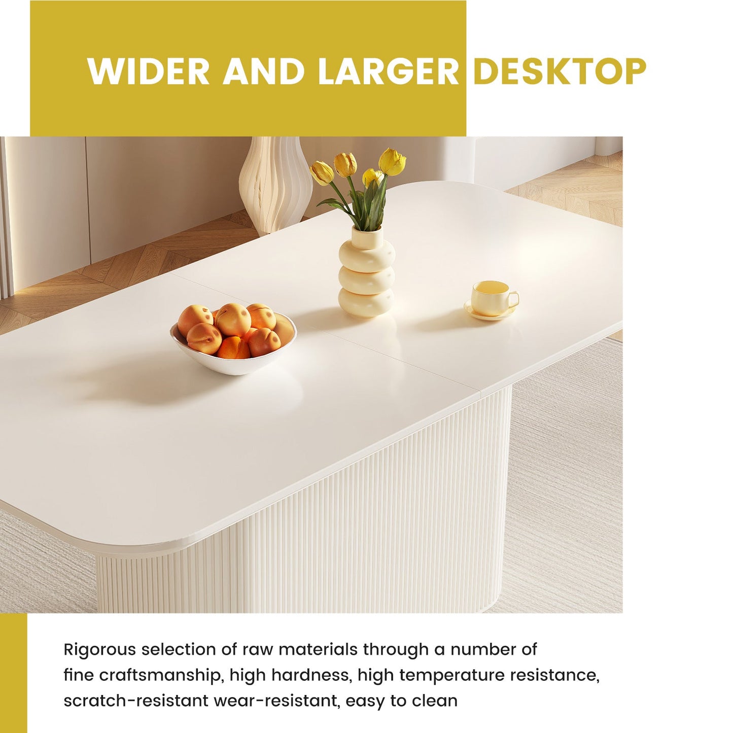 Guyii 63.5" Rectangular Dining Table – Cream White Modern Table for 4–6 People, Table Only
