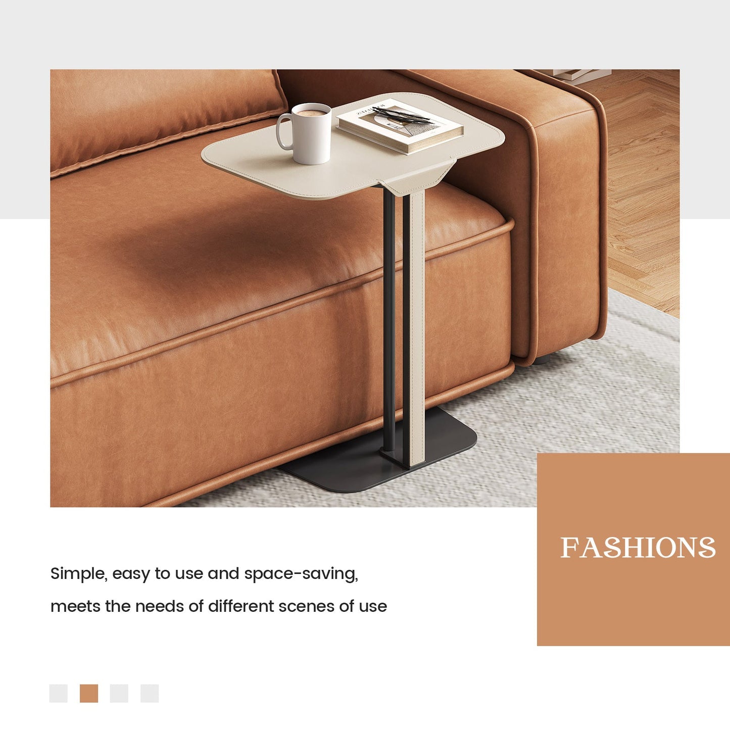 Guyii Modern Minimalist Rectangular Side Table, Space-Saving End Table