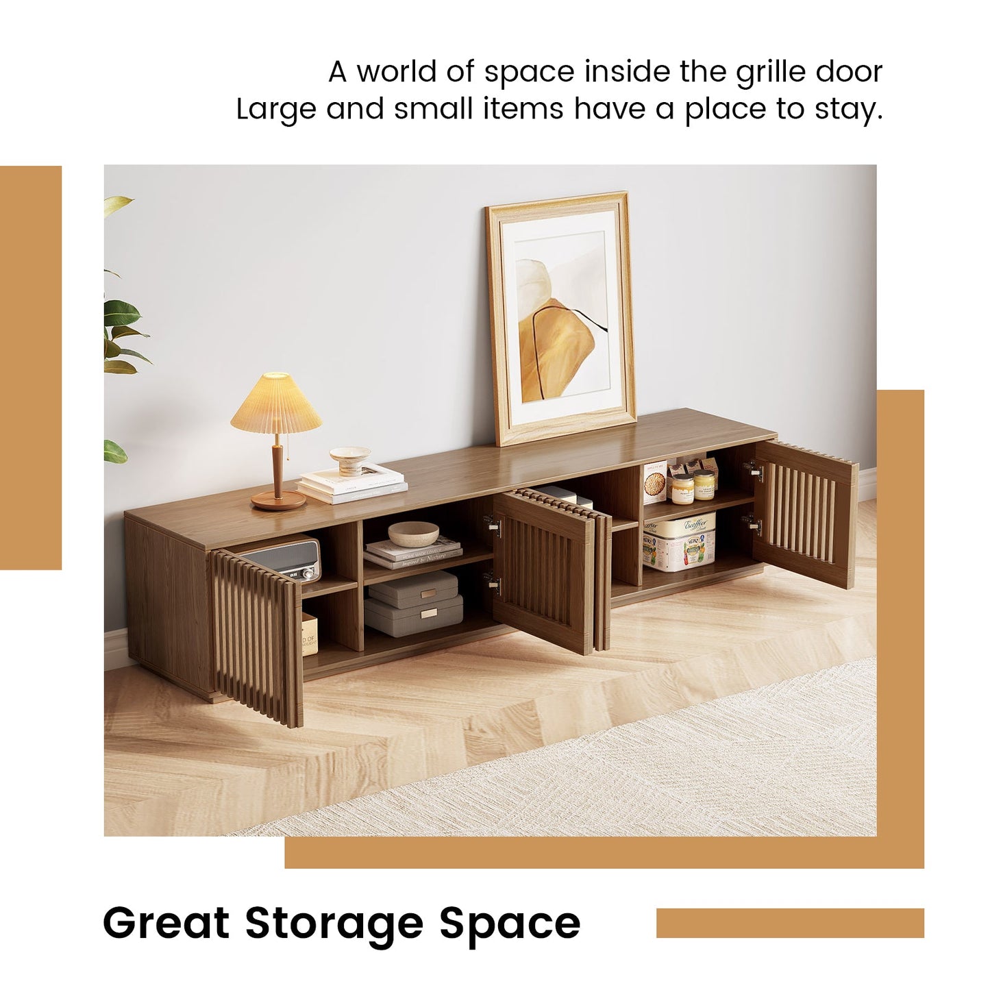 Guyii Modern TV Stand, Entertainment Center for 55/60 Inch TV with Storage, Media Console