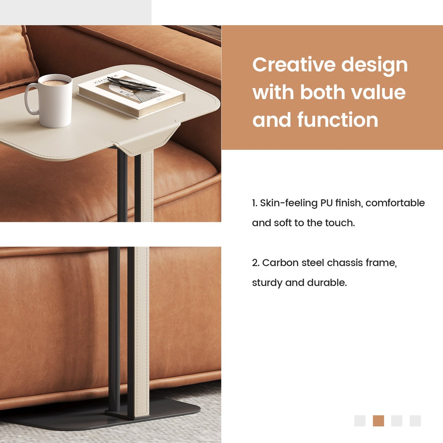 Guyii Modern Minimalist Rectangular Side Table, Space-Saving End Table