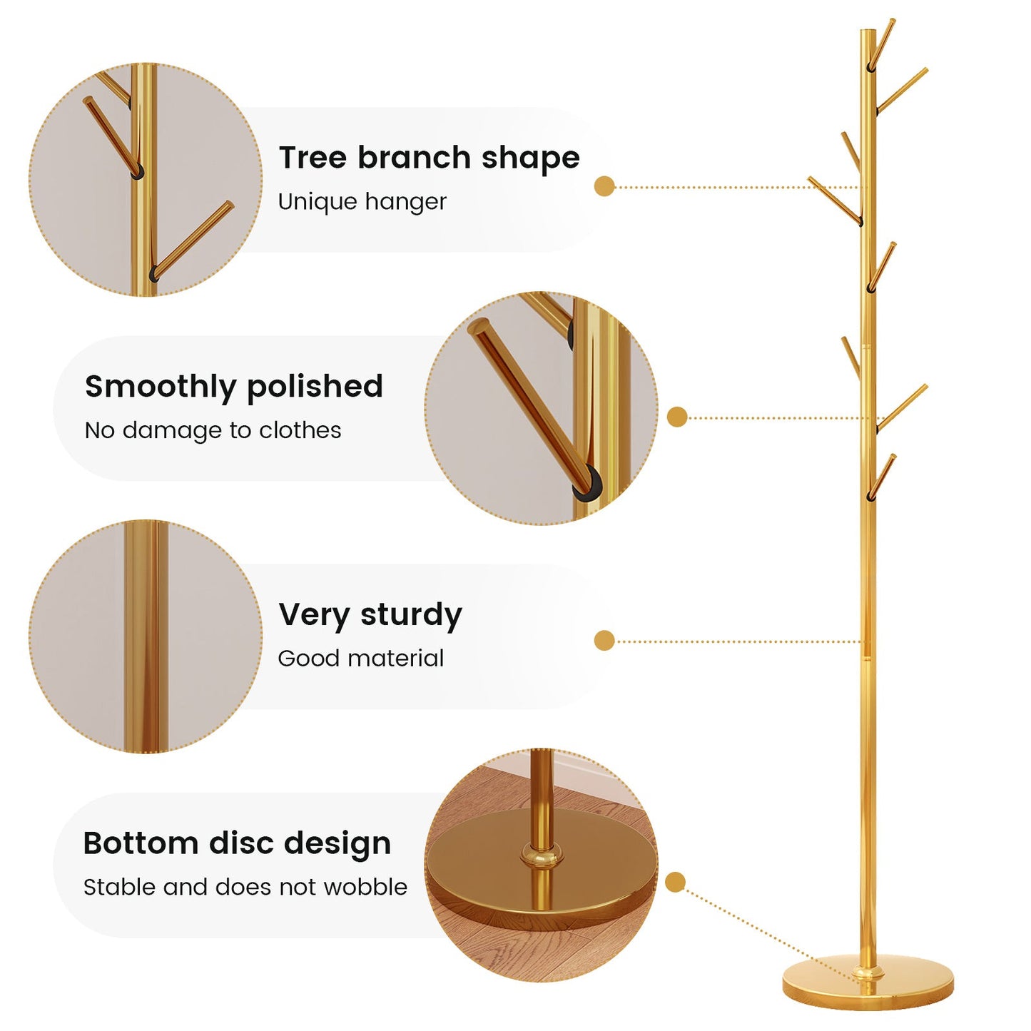 Guyii Metal Coat Rack with 8 Hooks, Modern Tree Branch Style Stand for Coats, Hats, Scarves