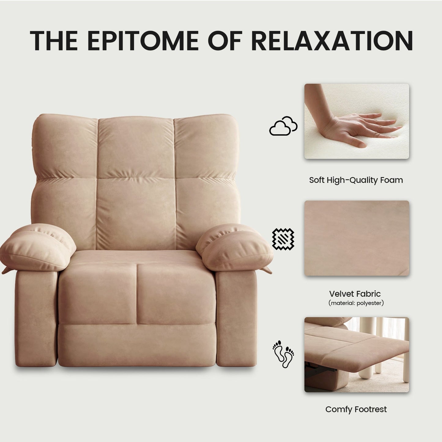 Guyii Multi-Functional Single Sofa Chair, Overstuffed Manual Recliner Chair