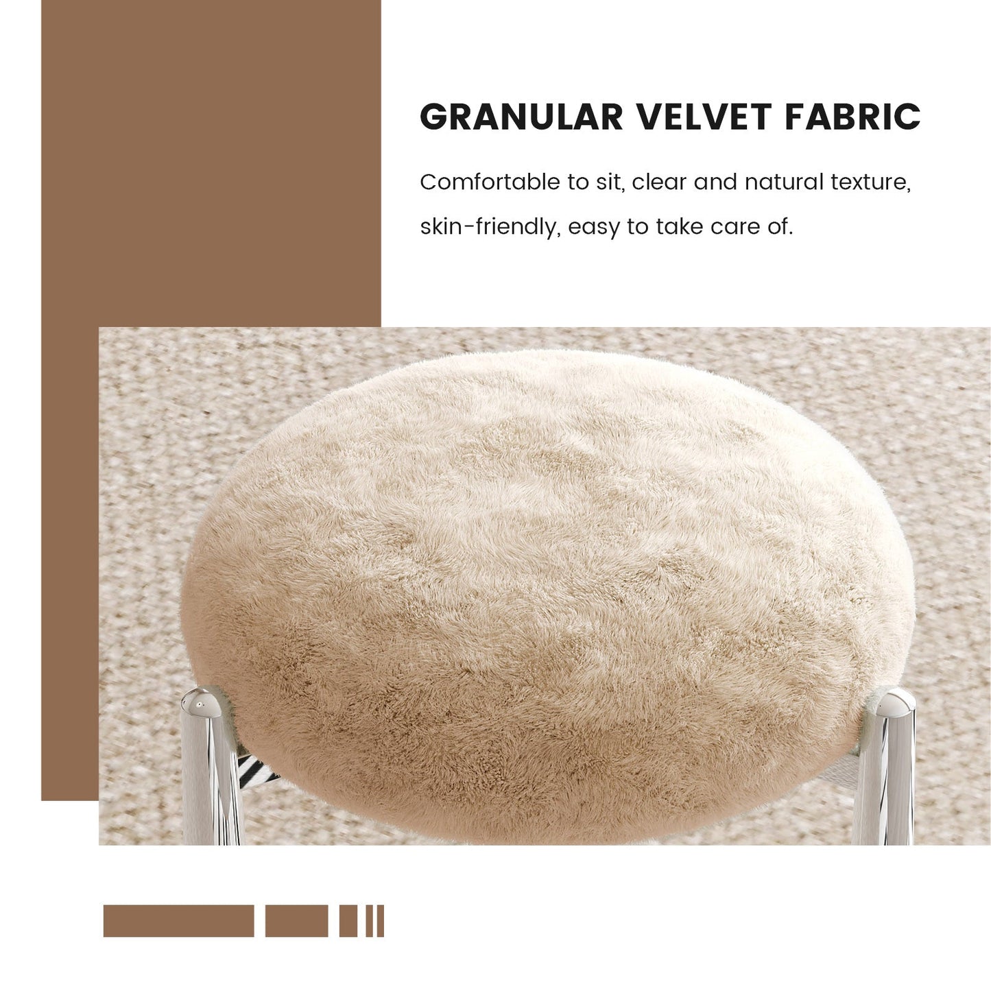 Guyii 4-Pack Light Brown Velvet Dining Chairs Set, Modern Vanity Stool