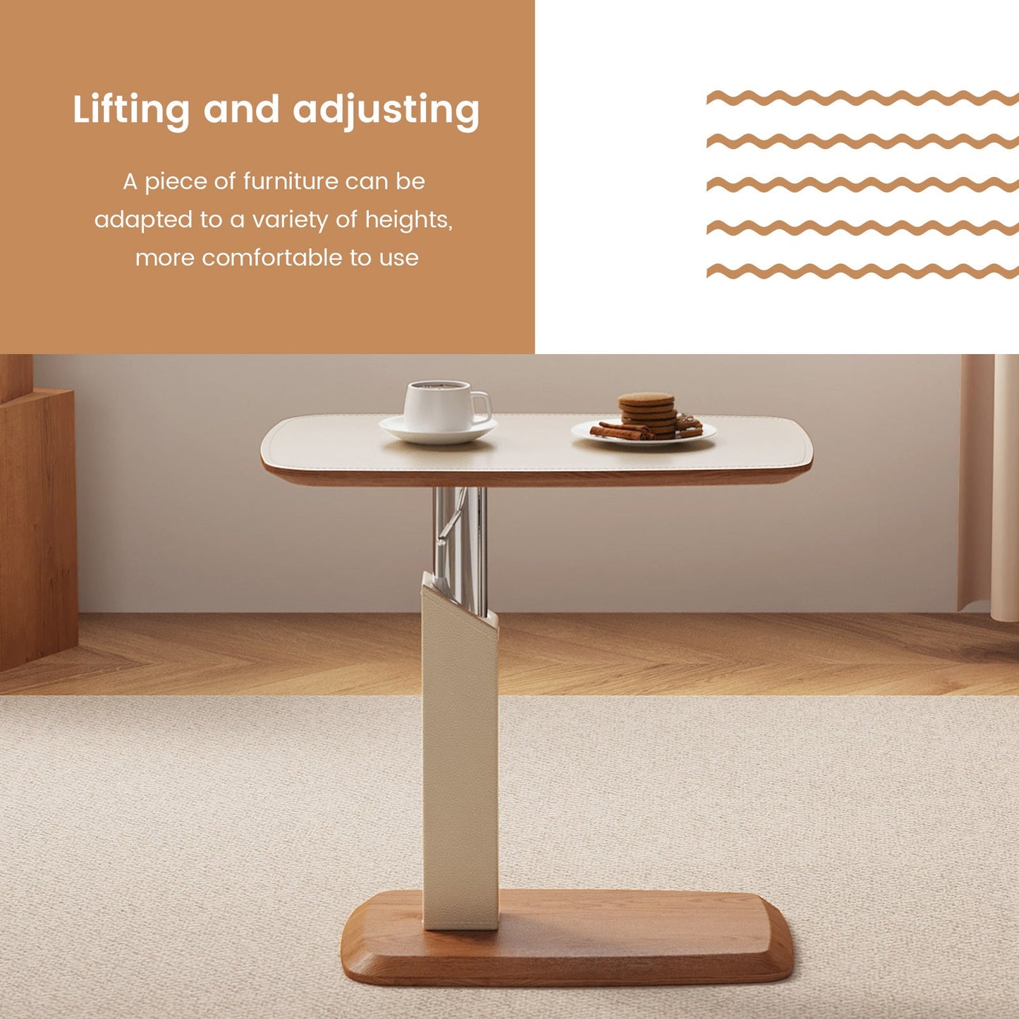 Guyii Adjustable Overbed Bedside Table, Pneumatic Adjustable Height Laptop Computer Table