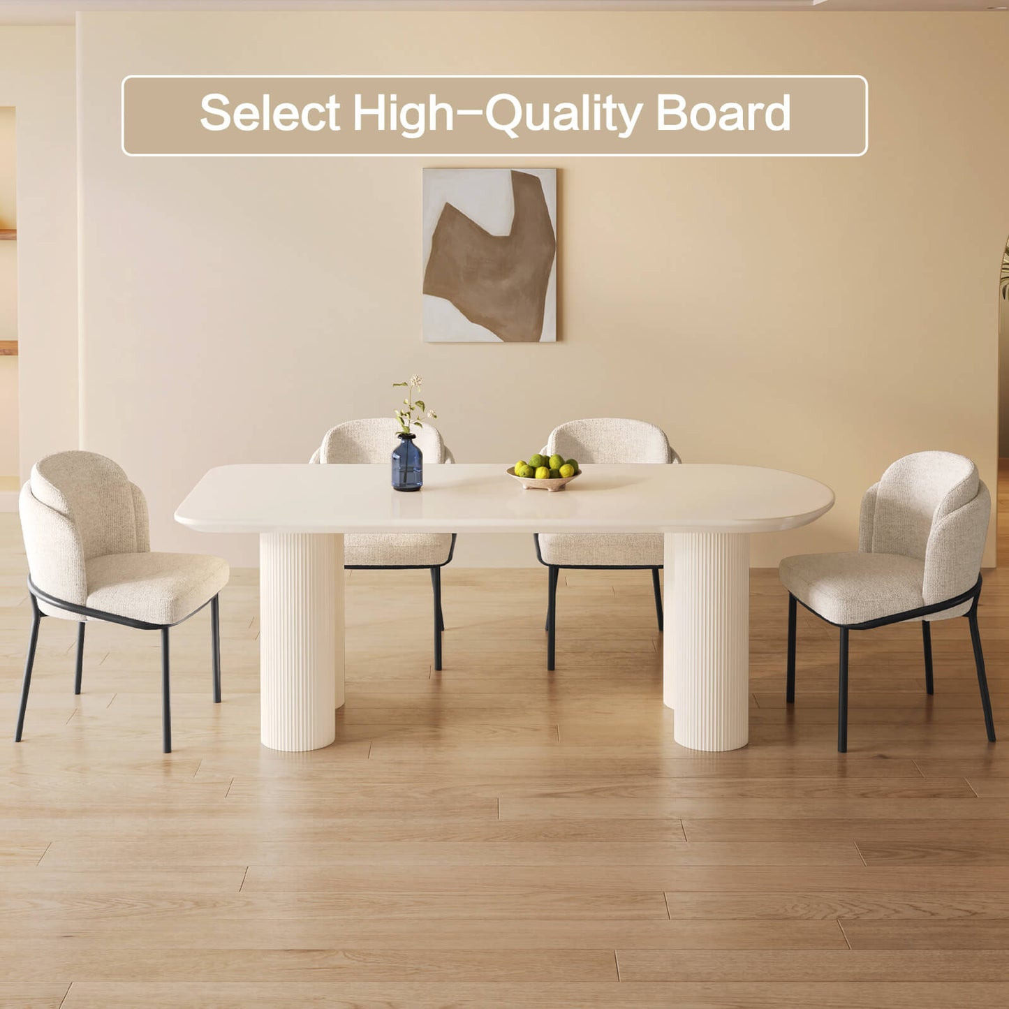 Guyii 70.86" White Oval Dining Table, Modern Kitchen Table for 6 People