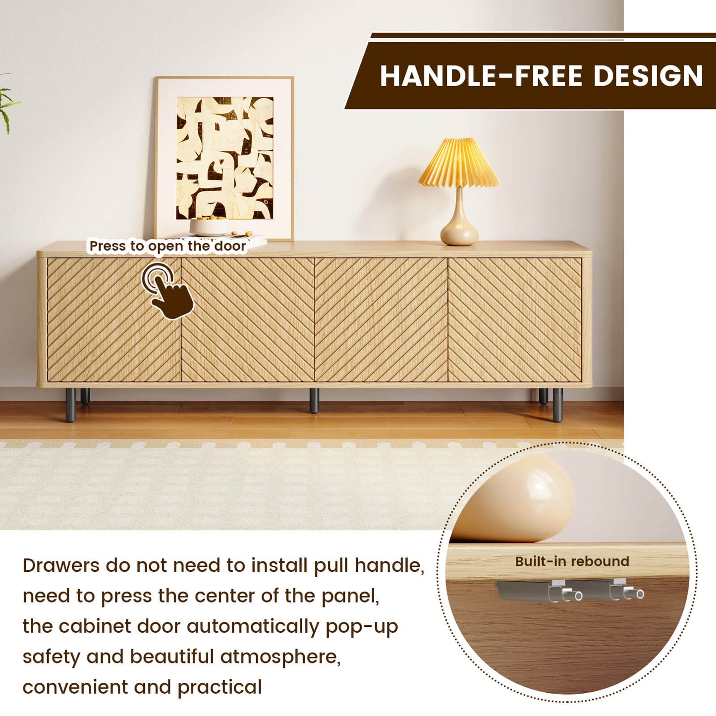 Guyii TV Stand for Living Room - Storage Media Console Table for 65" TV