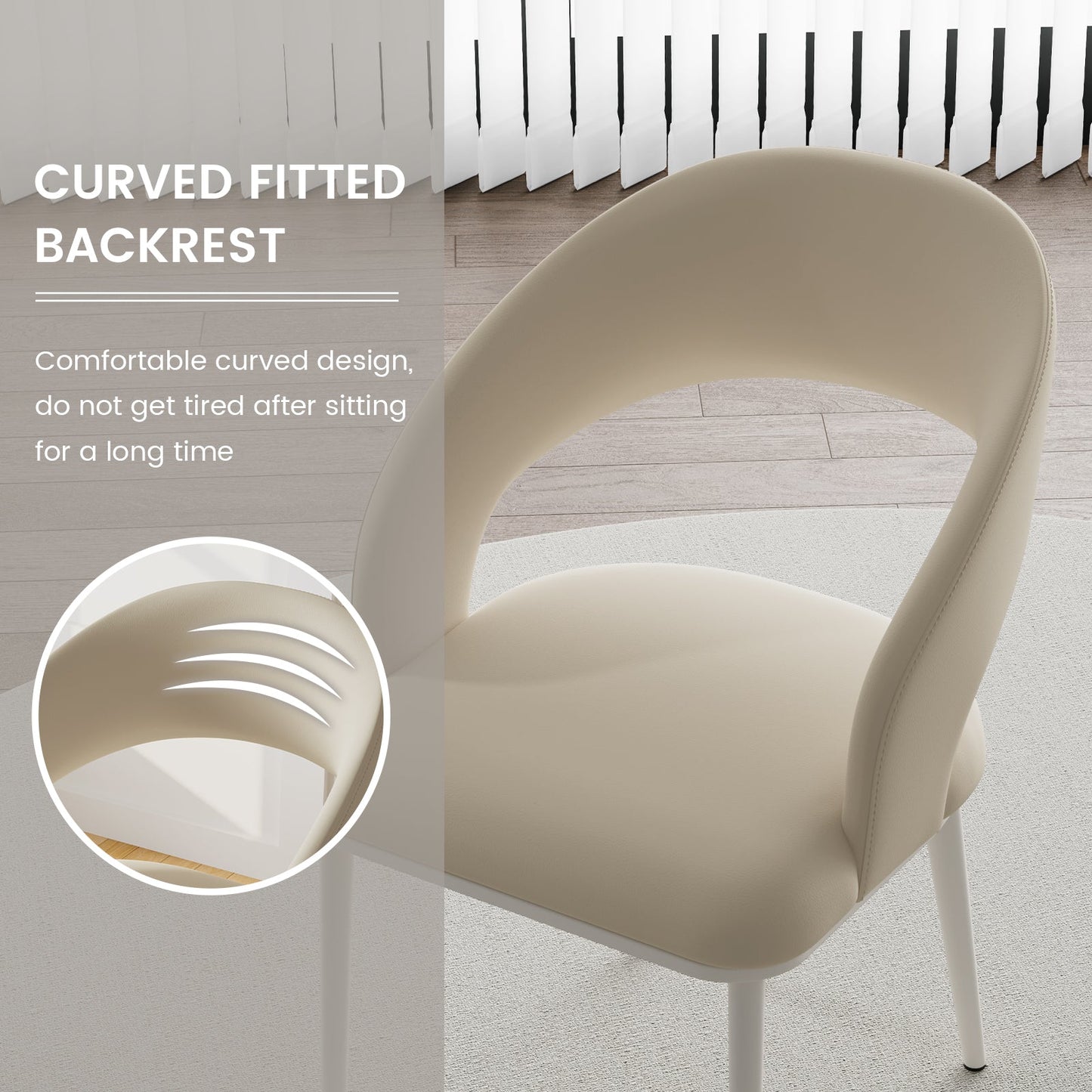 Guyii Modern Dining Chair Set of 2, PU Leather Upholstered Metel Legs