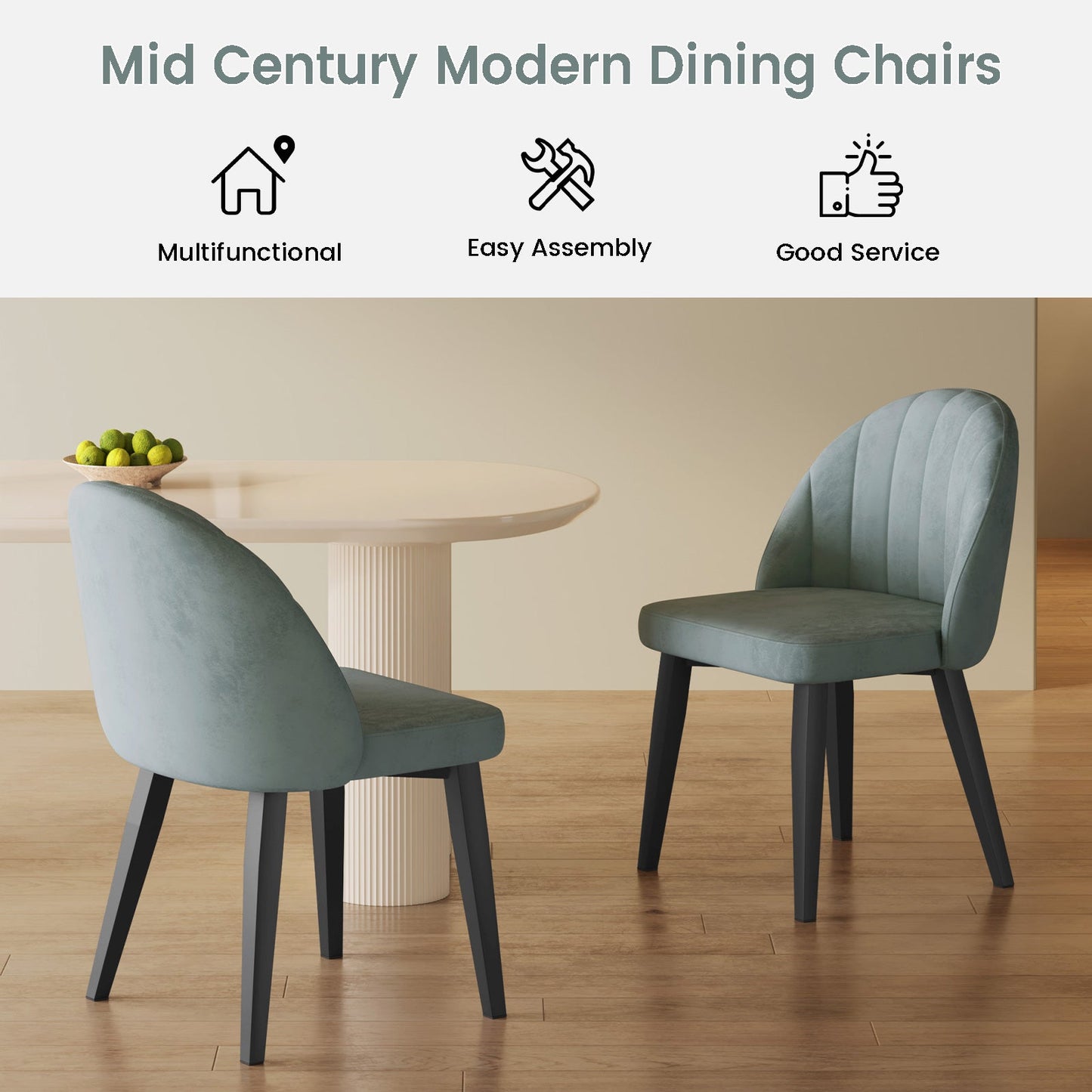 Guyii Mid Century Modern Dining Chairs Se, Kitchen and Dining Room Chairs with Metal Legs