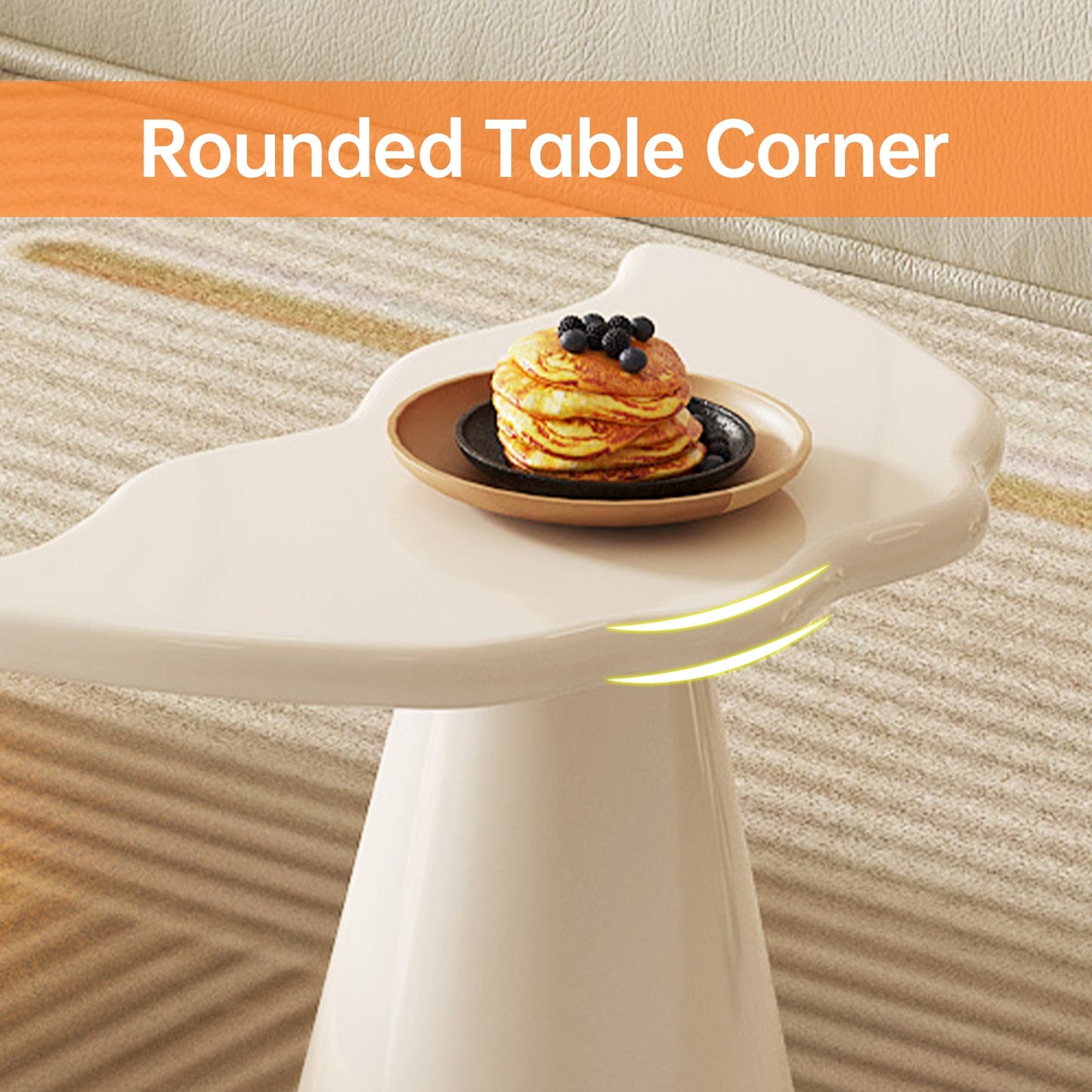 Guyii Irregular Side Table, Cream White End Table, Small Sofa Table