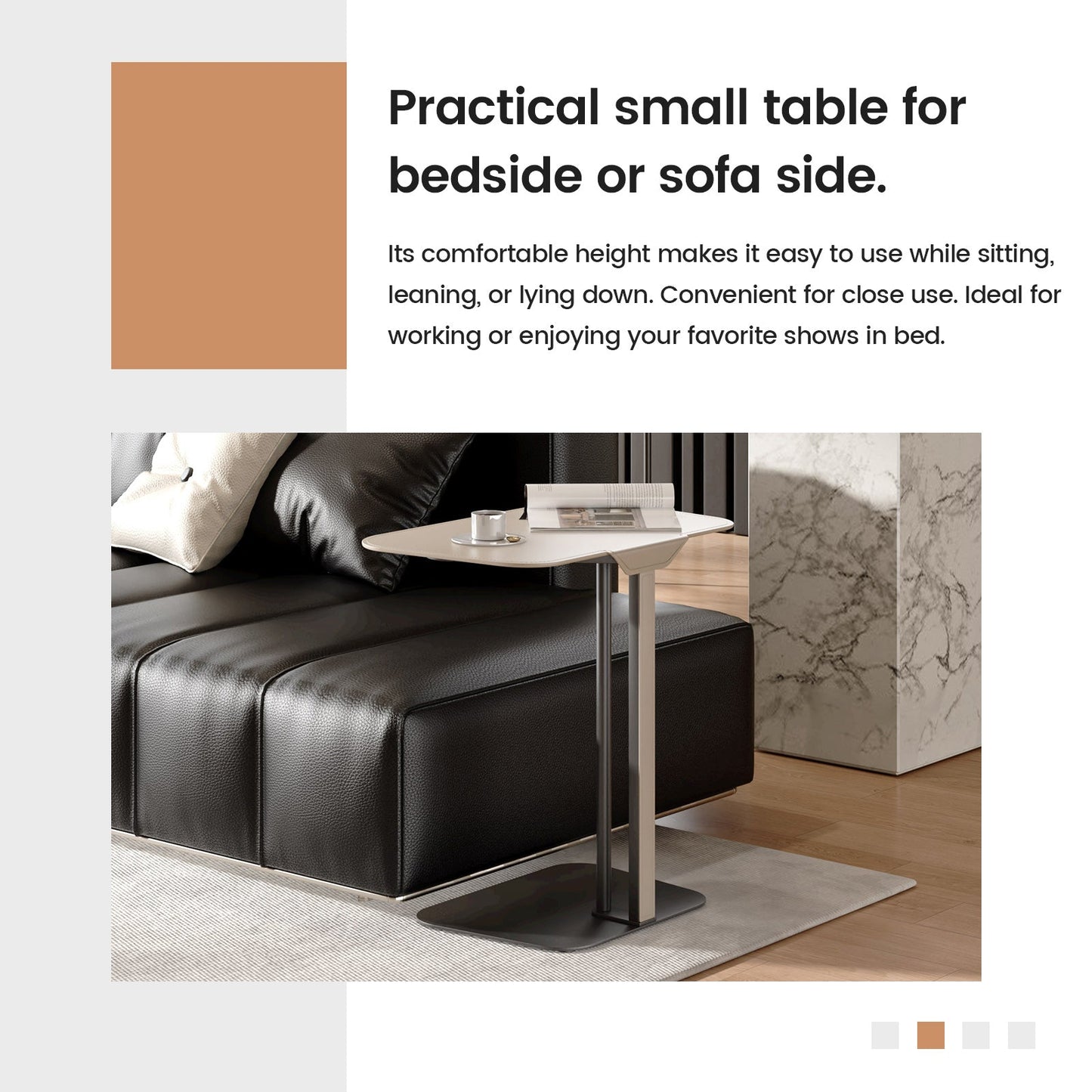 Guyii Modern Minimalist Rectangular Side Table, Space-Saving End Table