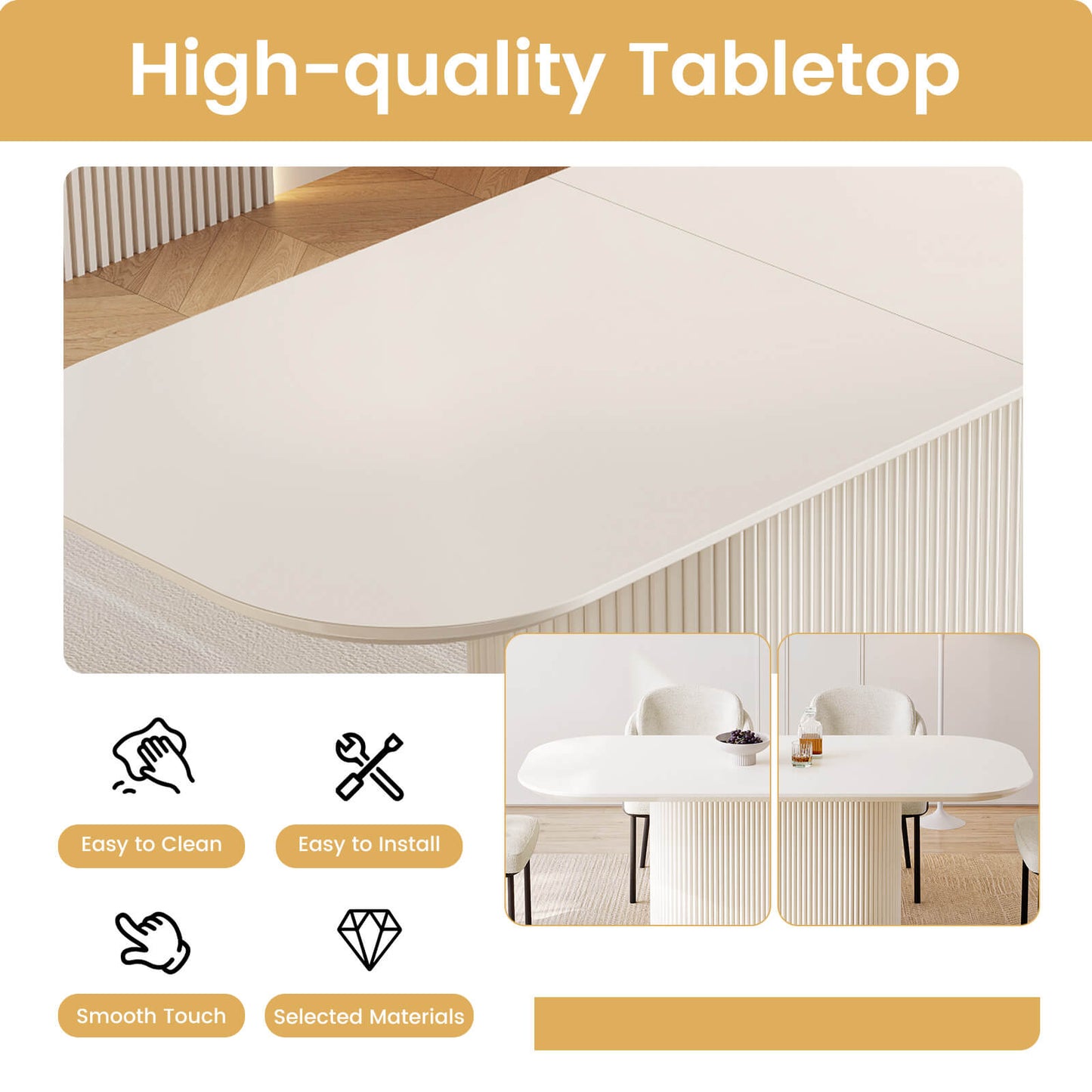 Guyii 86.61" Oval Dining Table, Modern Kitchen Table for 8 People, Table Only