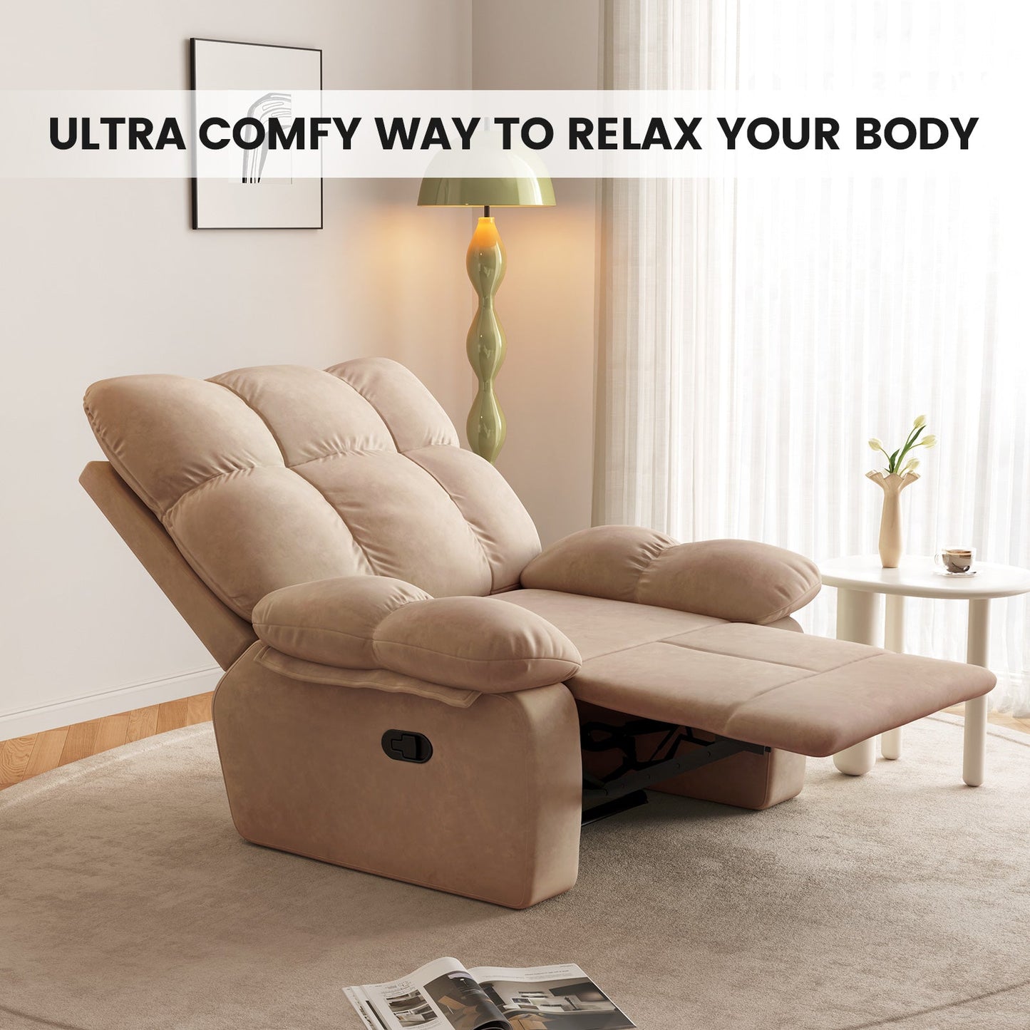 Guyii Multi-Functional Single Sofa Chair, Overstuffed Manual Recliner Chair