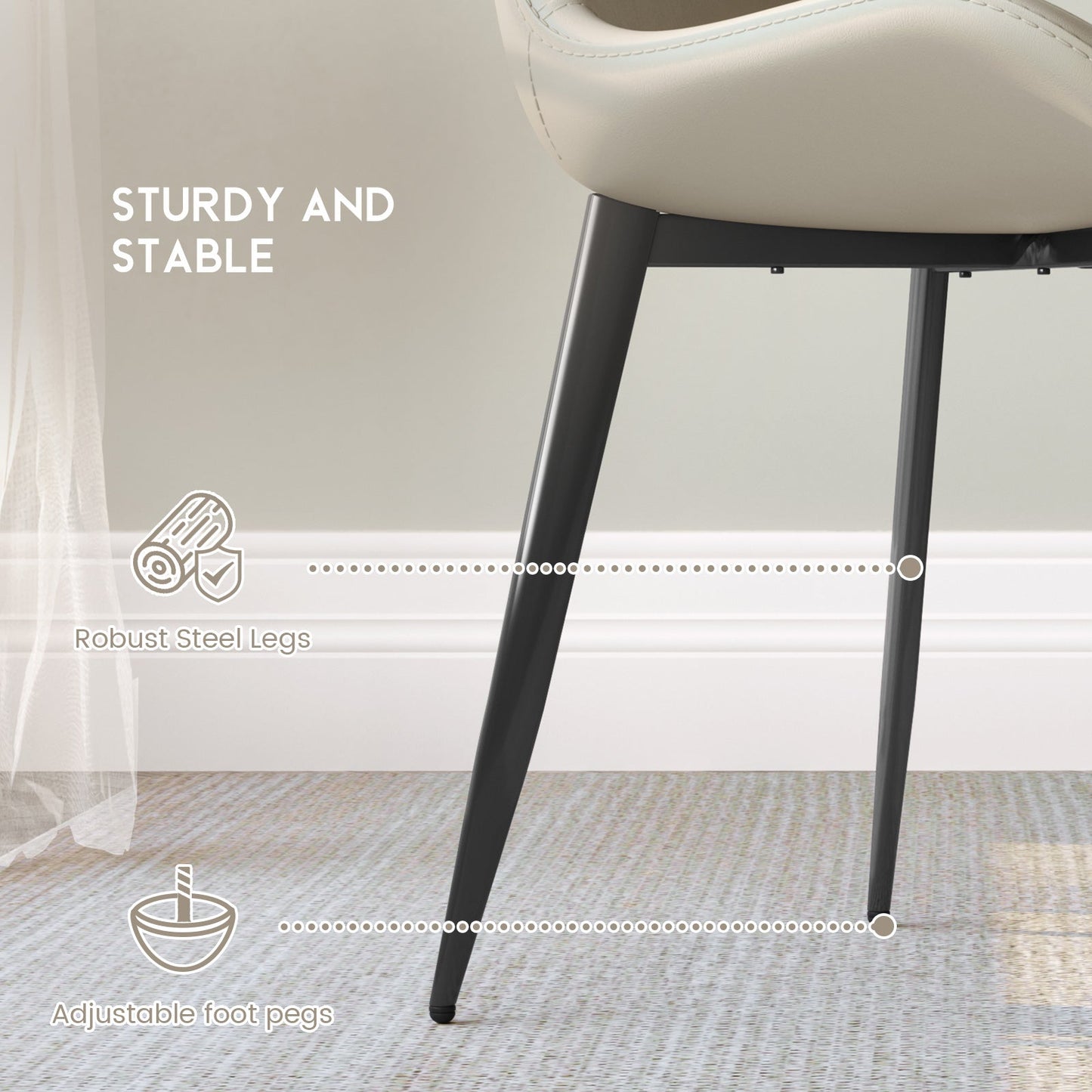 Guyii Dining Chair Set, Modern Kitchen Dining Chairs Set of 4-8, PU Upholstered and Metel Legs