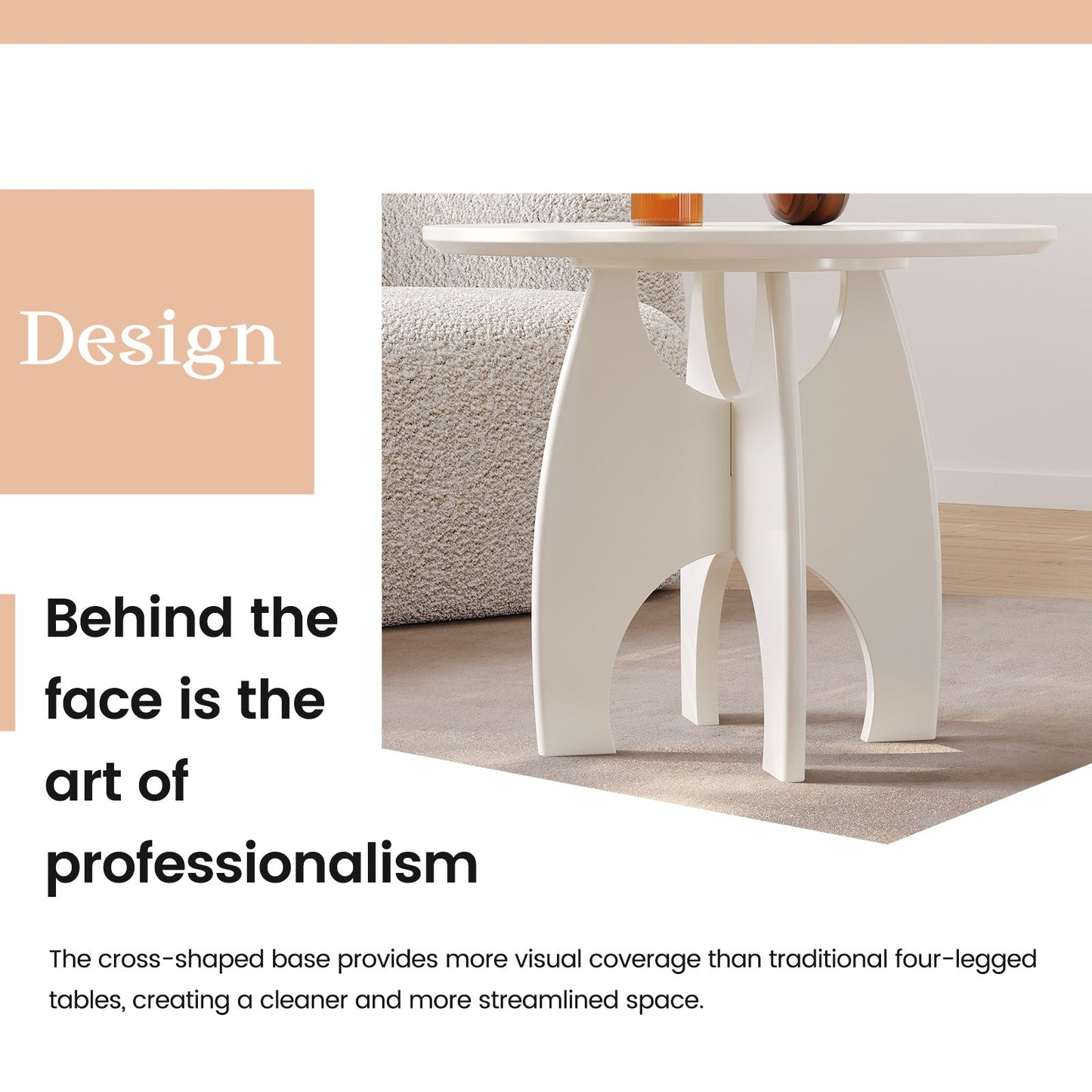 Guyii cream white side table, suitable for living room, bedroom, hallway | L1934-DE