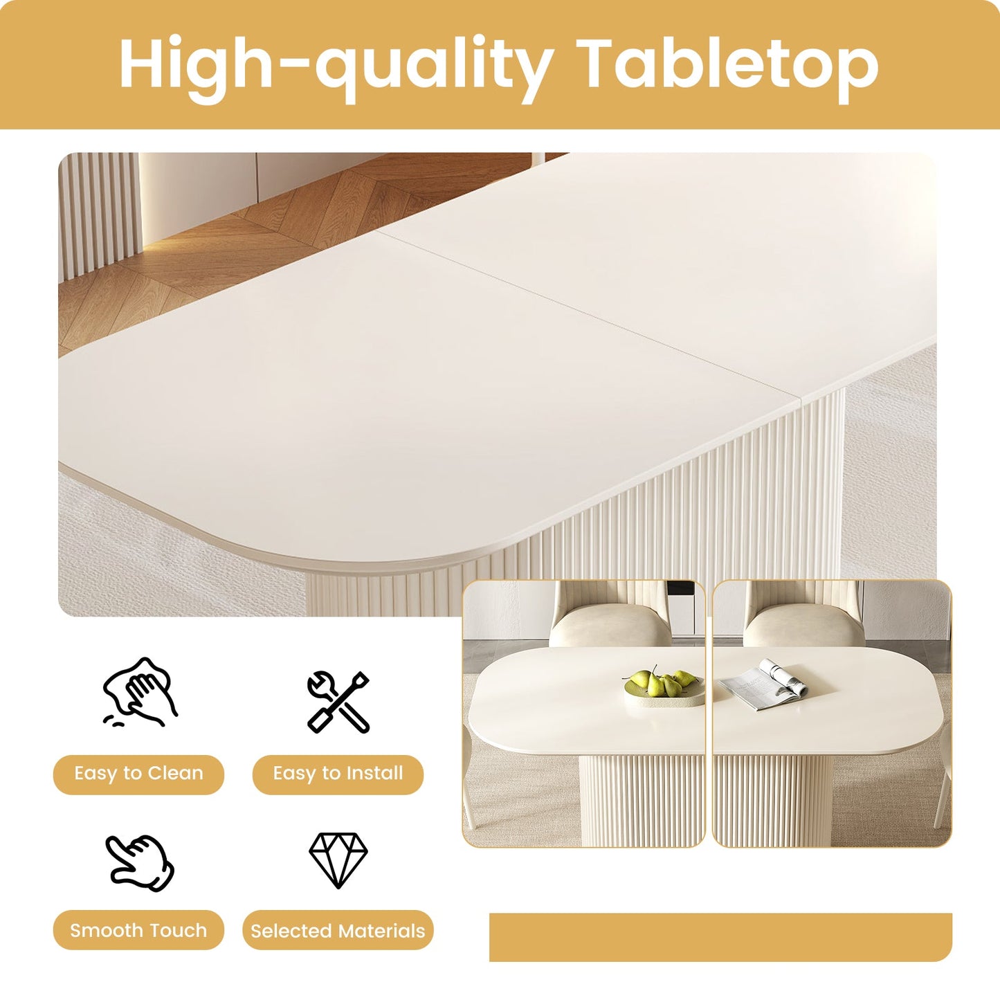 Guyii 70'' Oval Dining Table - Modern Kitchen Table for 6 People