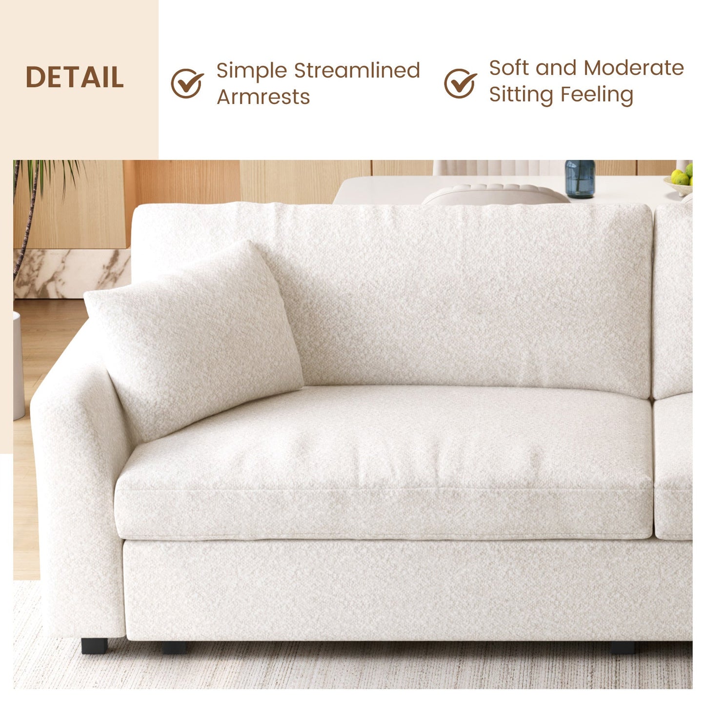 Guyii Extra Large Loveseat Sofa,104" Small Sofa Couch for Bedroom,Comfy Beige Couch