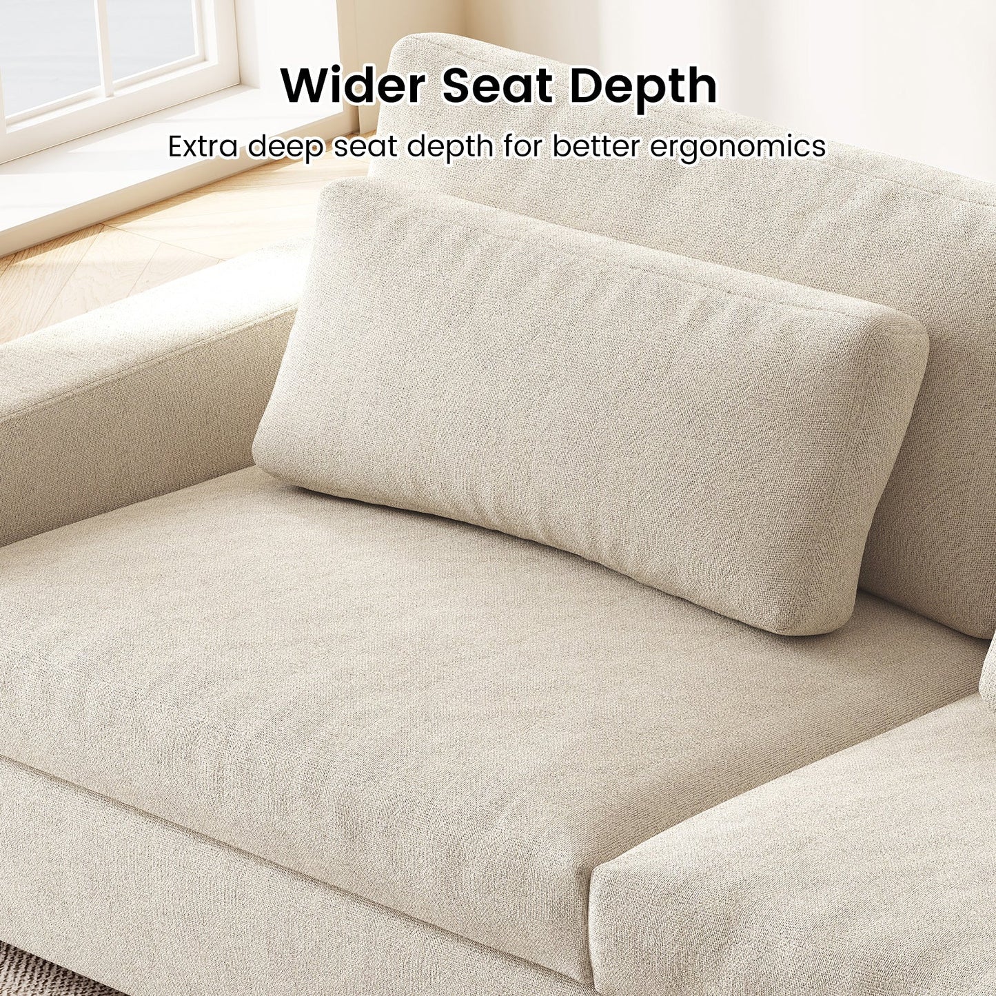 Guyii 104.72" Oversized Sofa, Extra-Wide & Deep Loveseat Sofa, 3 Seater Sofa with 2 Pillows