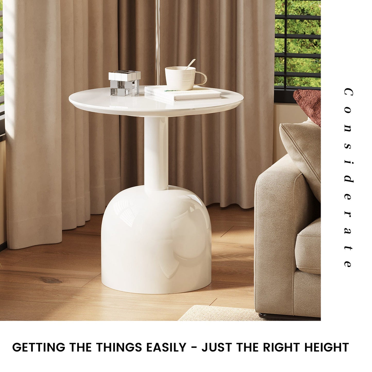 Guyii 24.8" Modern Round Side Table – Small Accent Table for Small Spaces, Living Room, Bedroom, or Entryway
