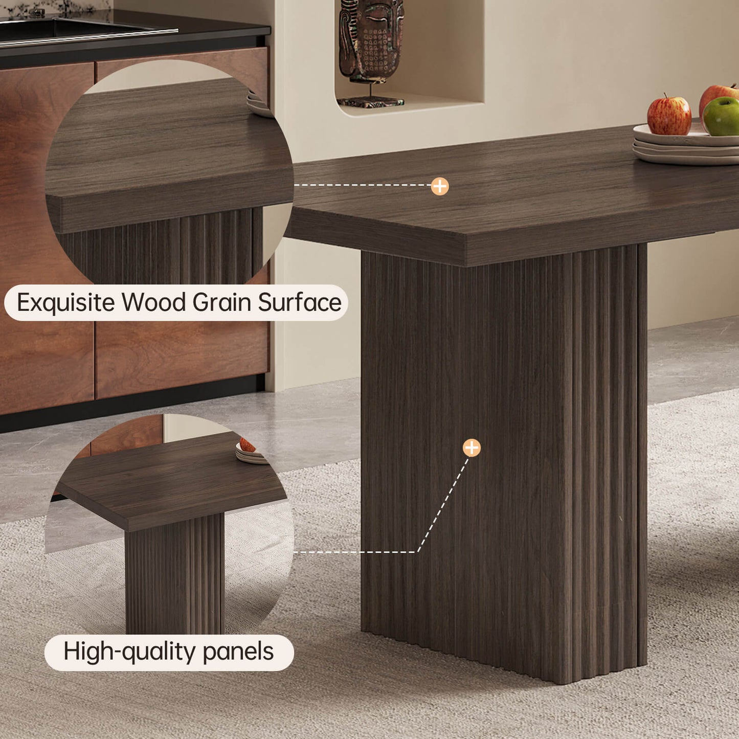 Guyii Modern Farmhouse Kitchen Table with 4 Chairs - Rustic & Stylish