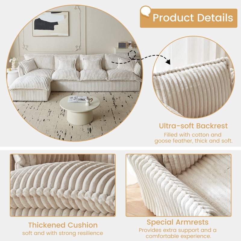 Guyii Oversized 1-4 Seater Sofa, Extra-Wide Convertible Couch with Pillows