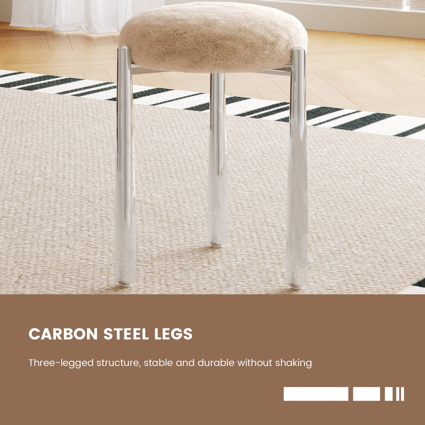 Guyii 4-Pack Light Brown Velvet Dining Chairs Set, Modern Vanity Stool