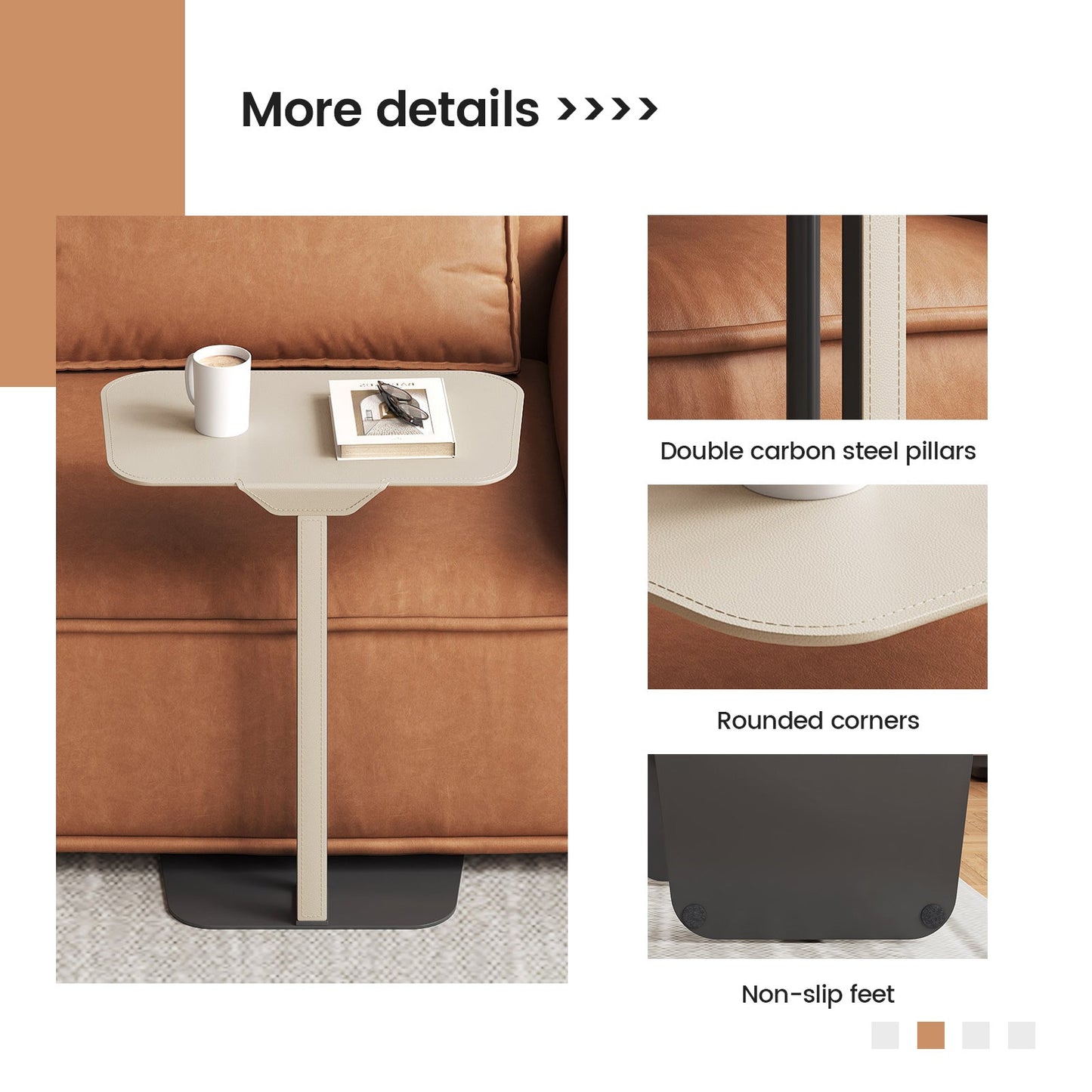 Guyii Modern Minimalist Rectangular Side Table, Space-Saving End Table