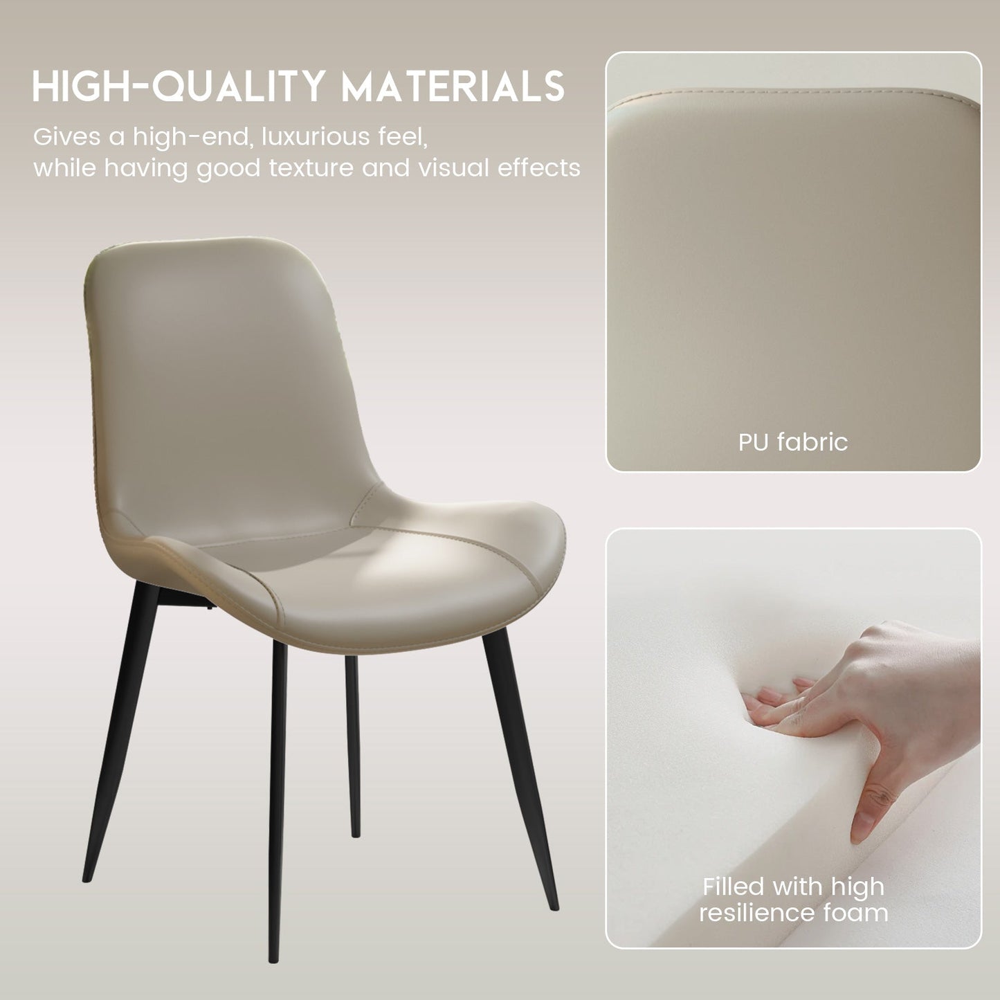 Guyii Dining Chair Set, Modern Kitchen Dining Chairs Set of 4-8, PU Upholstered and Metel Legs