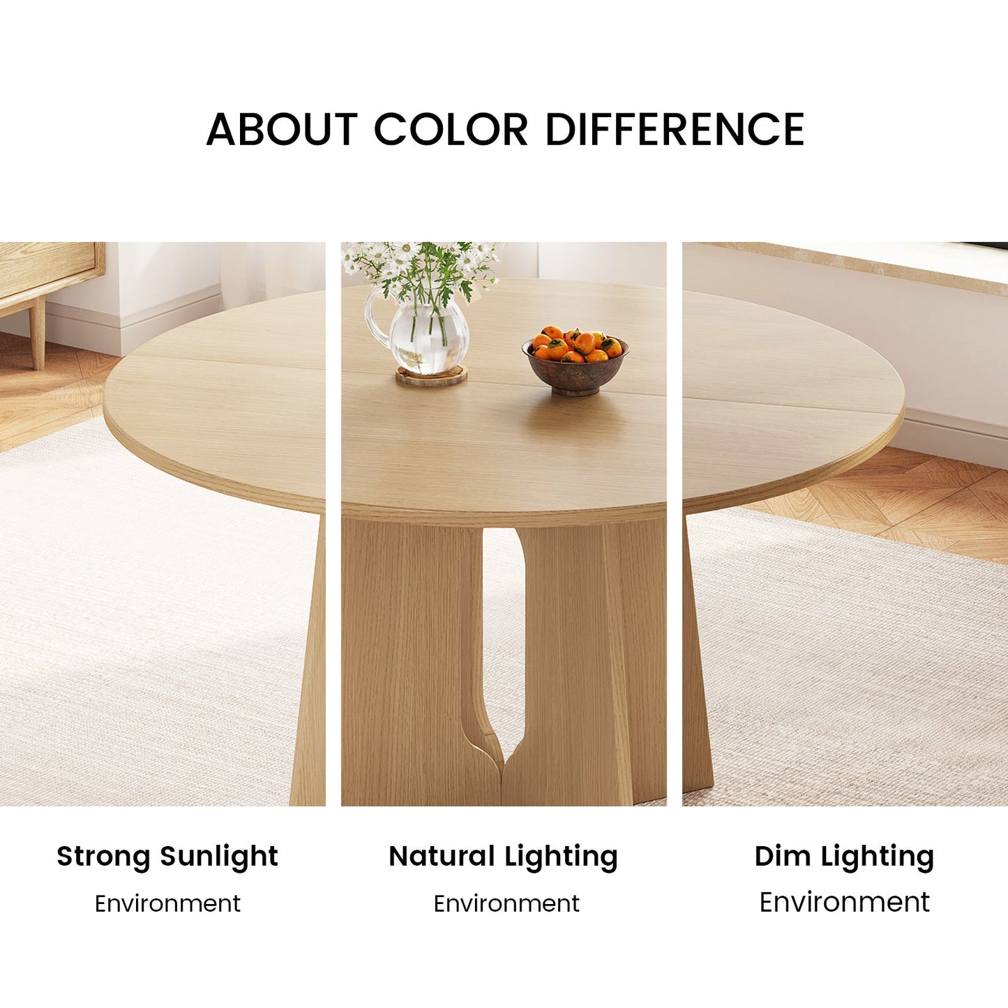 Guyii wood color round dining table for 4 people with X-shaped legs for restaurant breakfast nook