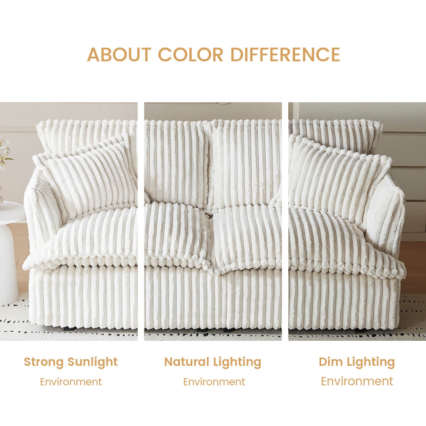 Guyii Oversized Loveseat Sofa with 2 Pillows, Faux Rabbit Fur Fabric Couch