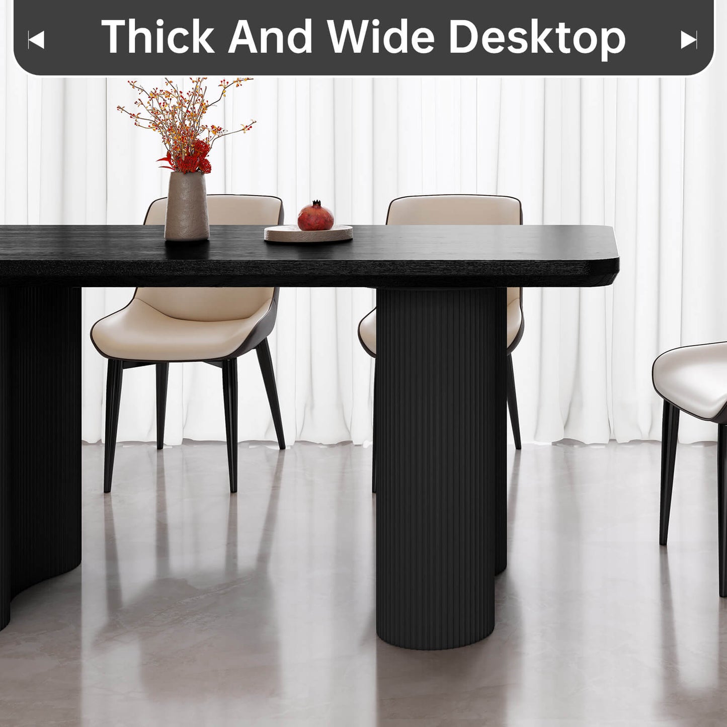 Guyii 62.99" Black Rectangular Dining Table Set with 6 Chairs, Modern Kitchen Table Set