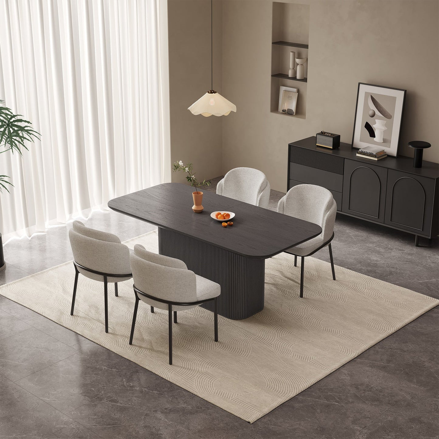 Guyii 63.55" Rectangular Dining Table, Modern Kitchen Table for Kitchen, Living Room (Black, Table Only)